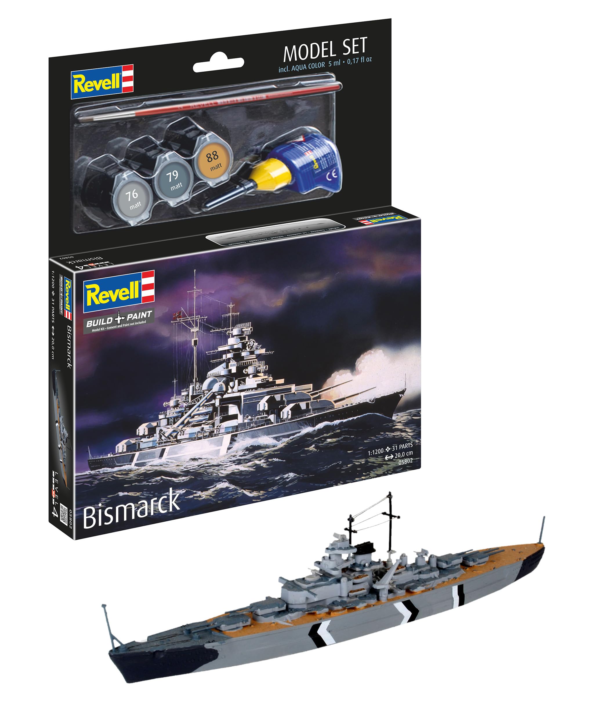 Amazon.com: Revell Model Set 65802 Bismarck 1:1200 Scale Unbuilt