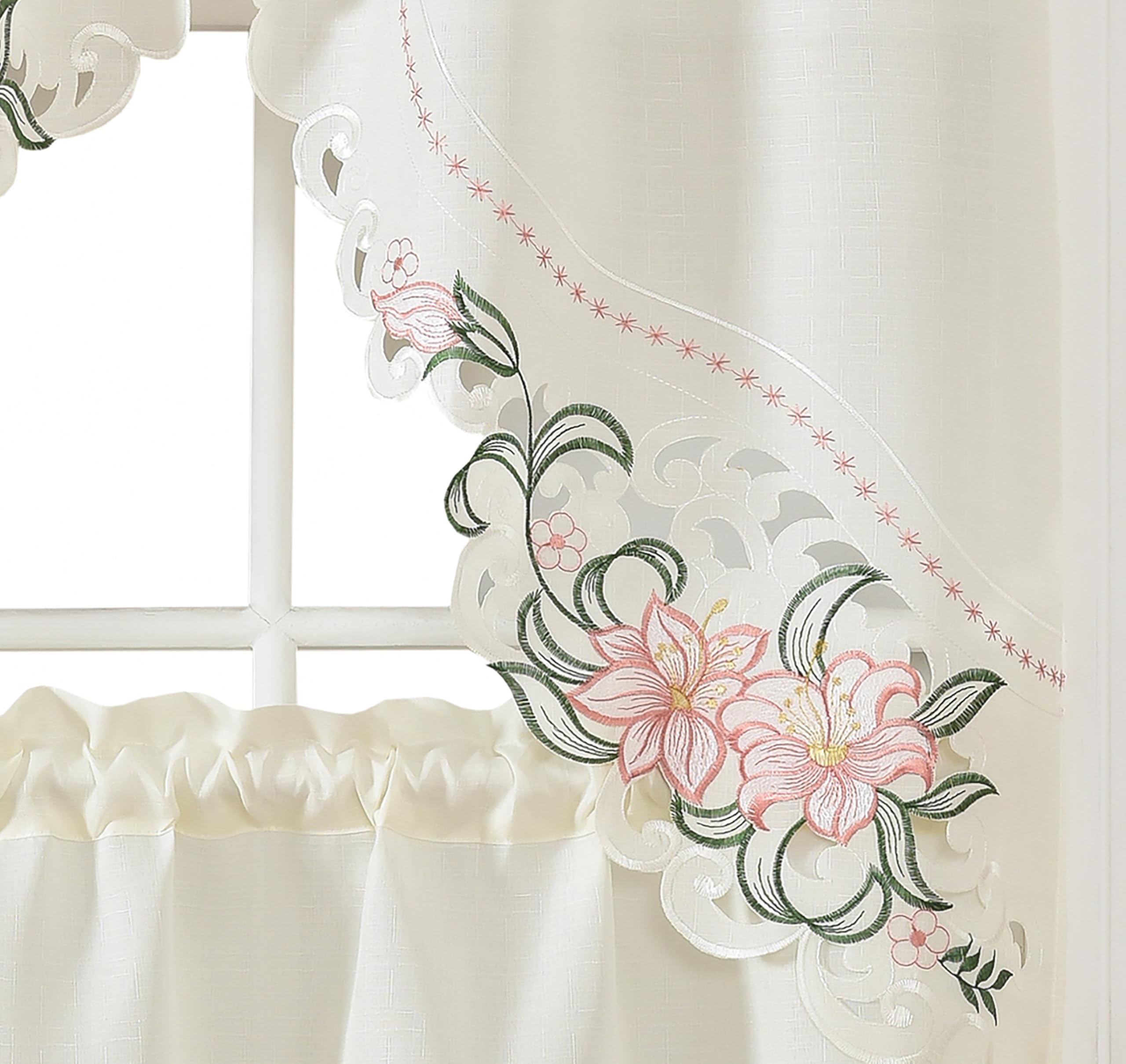 Colorful Lily Fragrance Kitchen Curtains - 3pc Set -8 Colorful Lily Fragrance Kitchen Curtains - 3pc Set -8