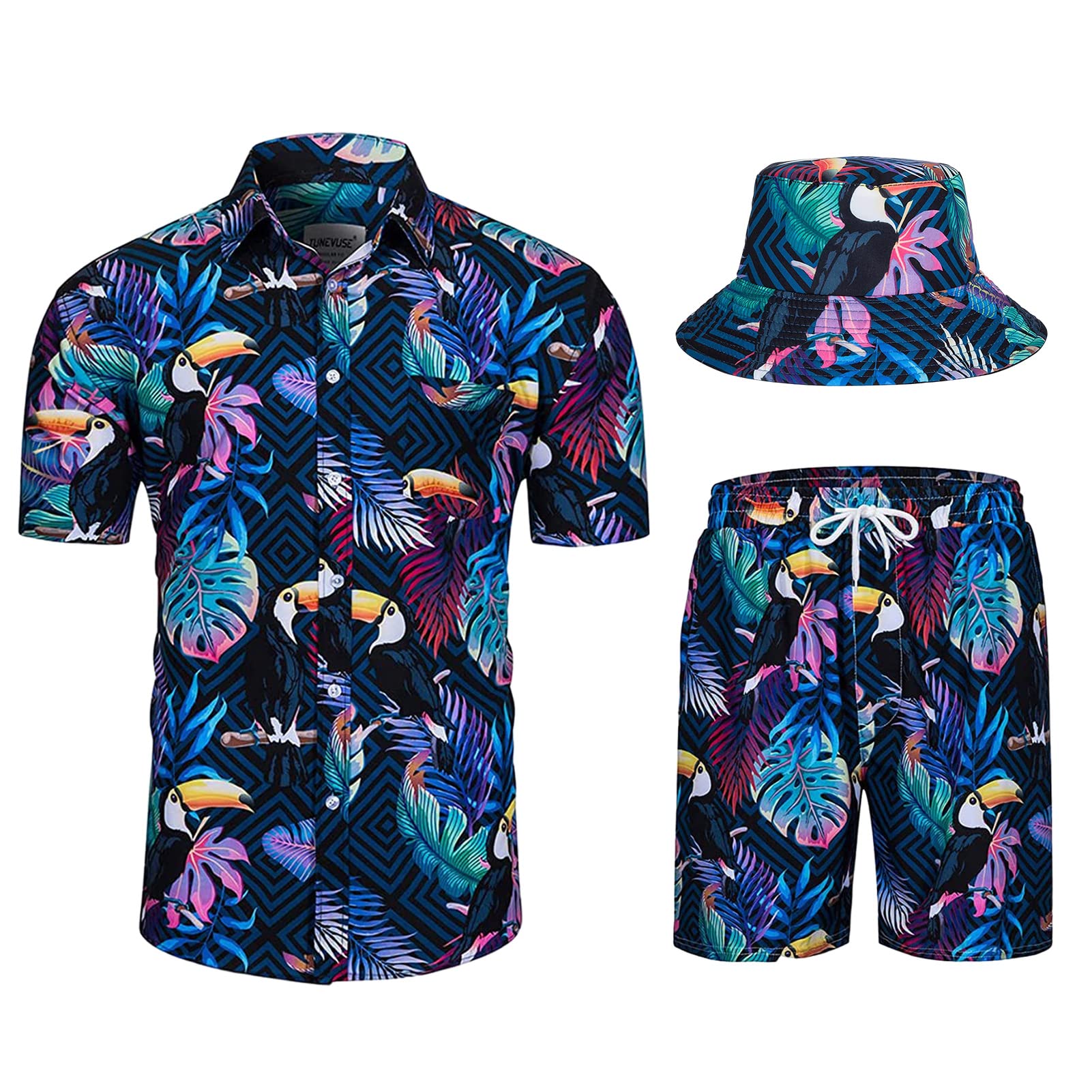 Hawaiian Outfits for Men,A Beach-Ready 3-Piece Outfit,The Hottest Hawaiian Mens Matching Set This Summer