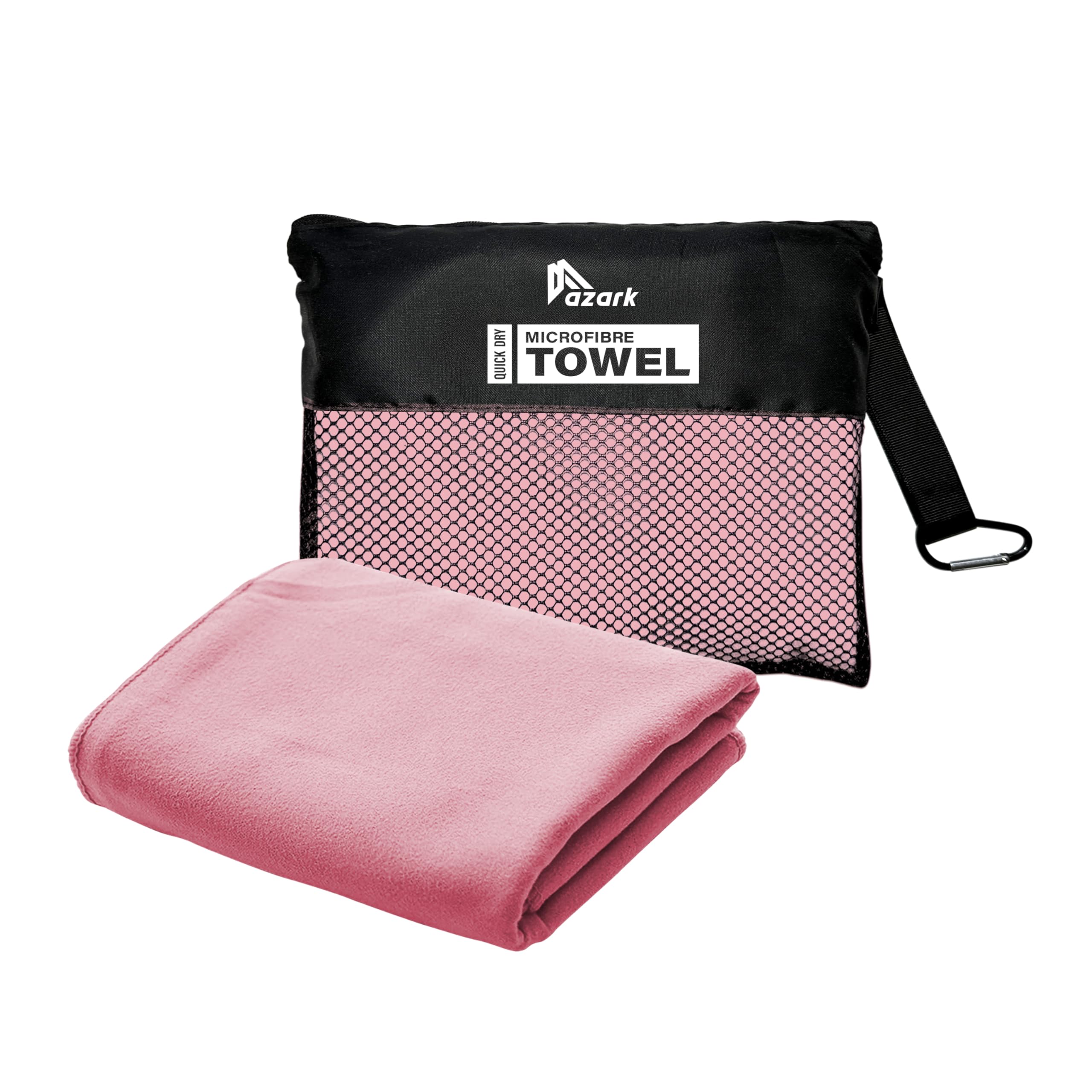azark Microfibre Towel – Quick Dry, Lightweight & Super Absorbent – Gym, Travel, Yoga, Camping & Beach – Soft & Durable – Multiple Sizes (Pink, X Large)