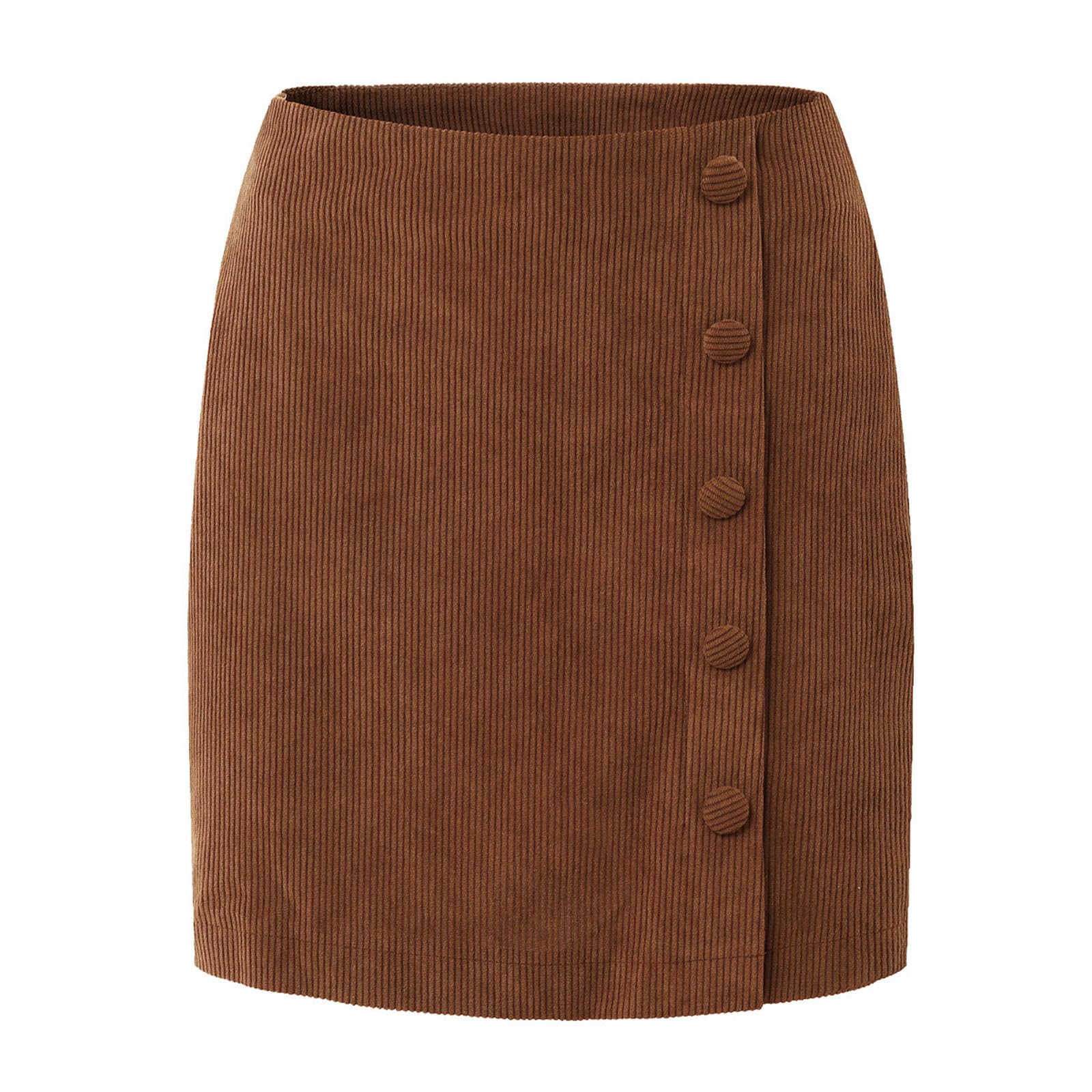 Röcke Herbst Winter Cord Der Frauen Herbst Winter Zipper Hoher Taille Schlanker Kurzrock - Sexy Und Modische Schwarze Minirock-braun-XL
