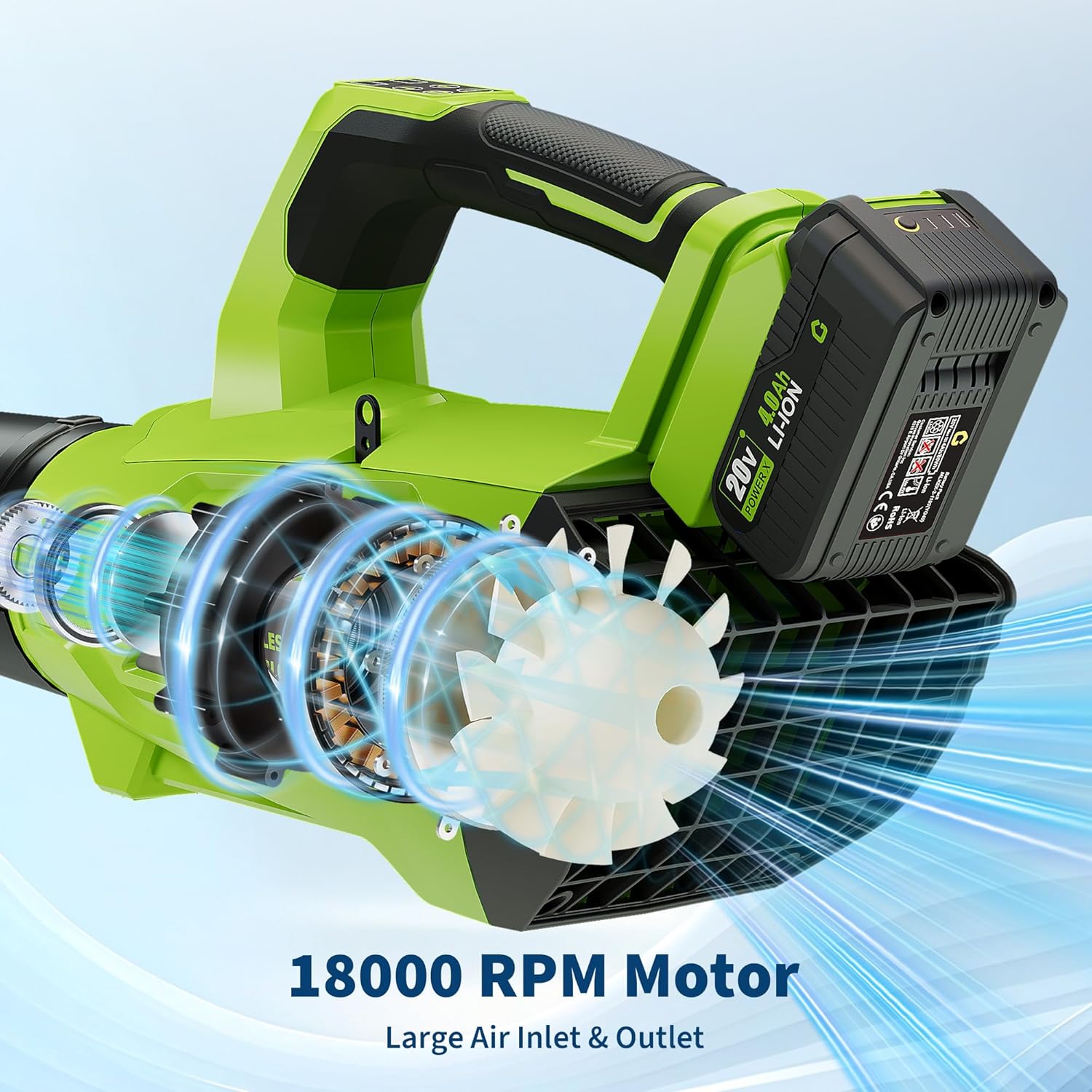 Electric Leaf Blower with Battery and Charger, Cordless Leaf Blower with 700CFM & 250MPH, 20V Handheld Battery Leaf Blowers for Lawn Care, Leaves Cleaning, Dust Blowing