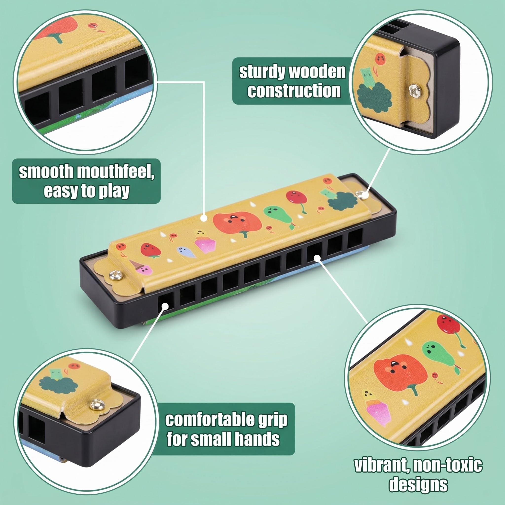 6 Pièces Harmonica Enfant, Har Monica de Bande Dessinée pour Enfants, pour Débutants,Enfants,Étudiants,Adultes,Joueurs Professionnels