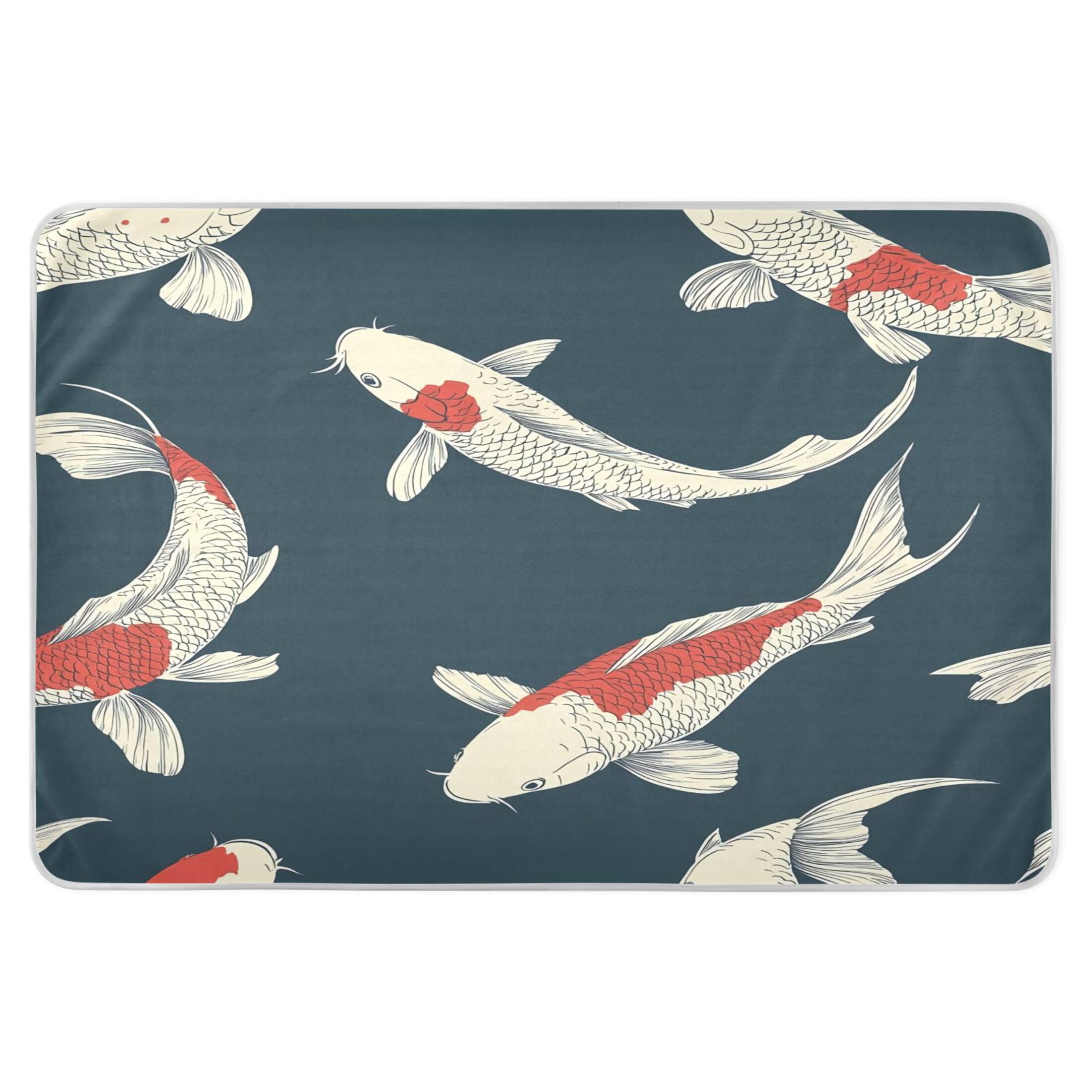 Takiito Japanese Fish Bed Pad Reusable Bed Underpad Washable Waterproof Leak-Proof Quick Dry Incontinence Pee Pad for Toddlers Kids Adults Pets 34x52 in