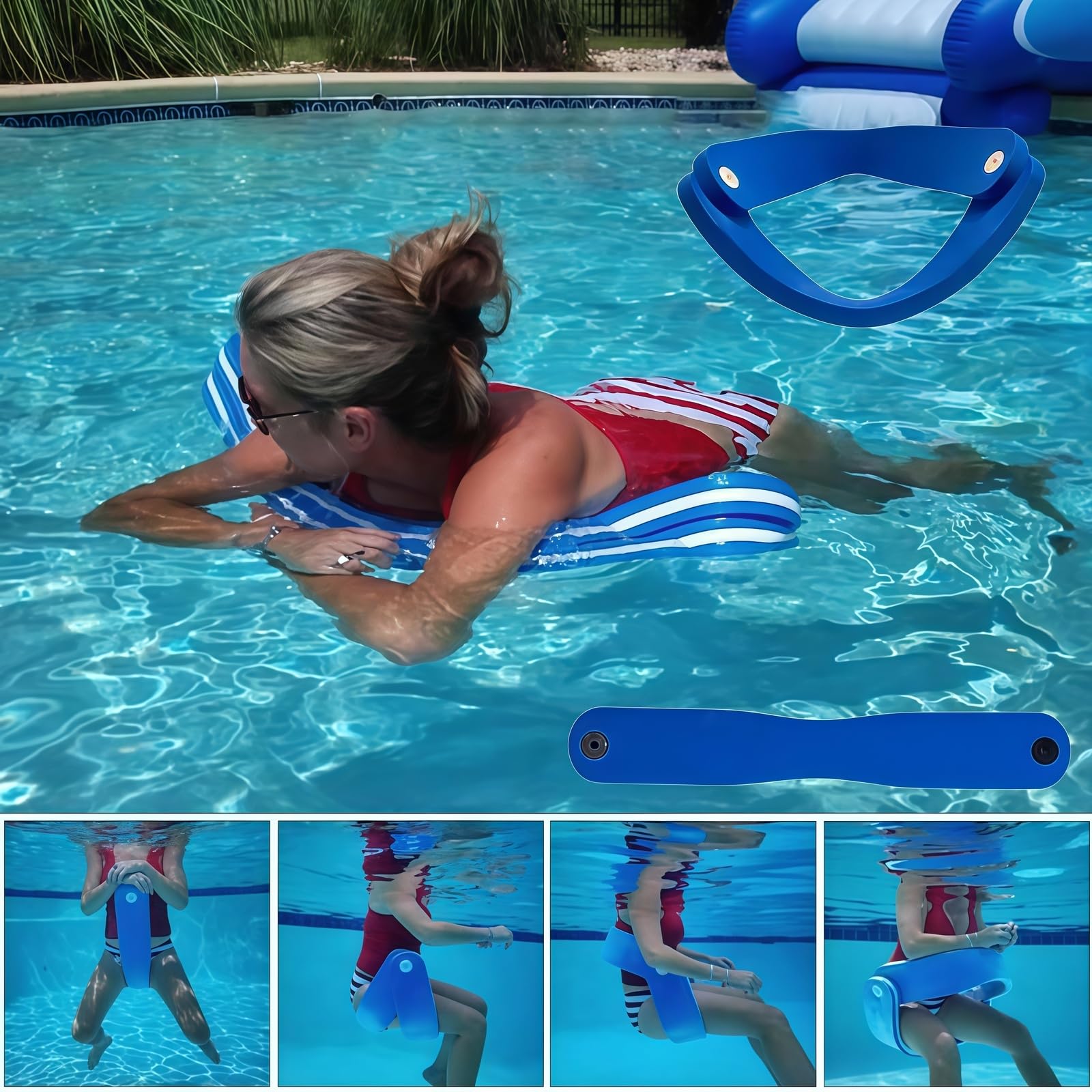 Sedia Galleggiante 3 in 1 per Adulti, Schiuma Portatile per Piscina Spiaggia e Laghi | Sedia Reclinabile ad Acqua, Poltrona da Sole per Estate, Galleggiante da Festa in Blu/Nero/Giallo/Rosso (rosso)