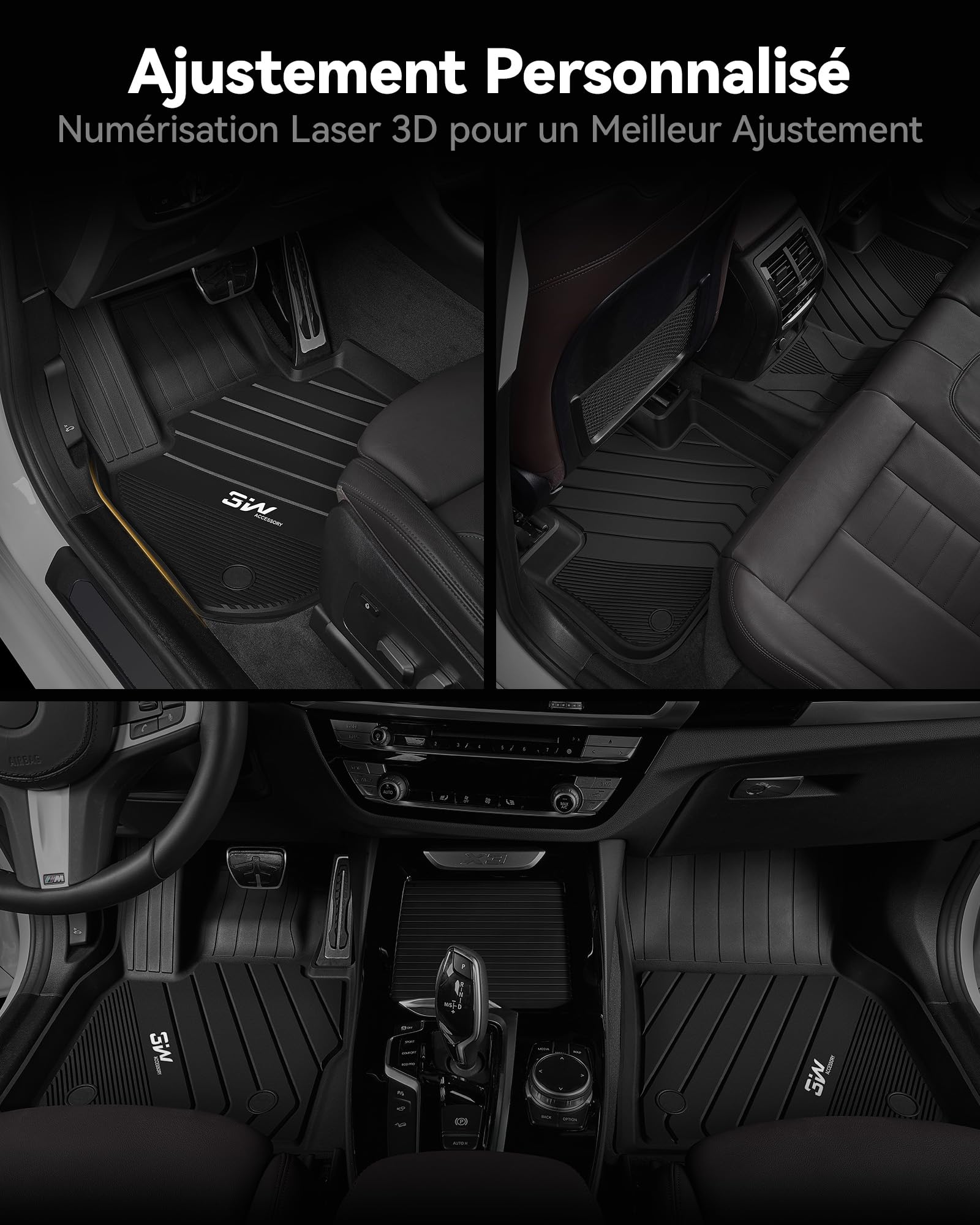 3W Tapis de Sol pour BMW X6 G06 2020-2026 | Sur Mesure, Inodore en TPE, Protection Toutes Saisons, Antidérapant et Imperméable, Qualité Premium
