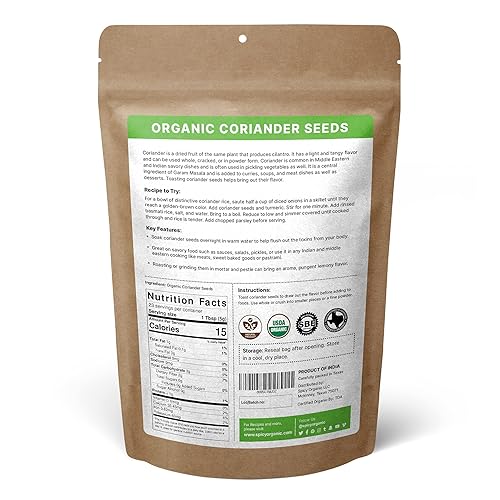 Miniatura 9 de SPICY ORGANIC Semillas de cilantro enteras  8 onzas  Ideal para cocinar, moler en polvo y plantar  Especias aromáticas de semillas de cilantro