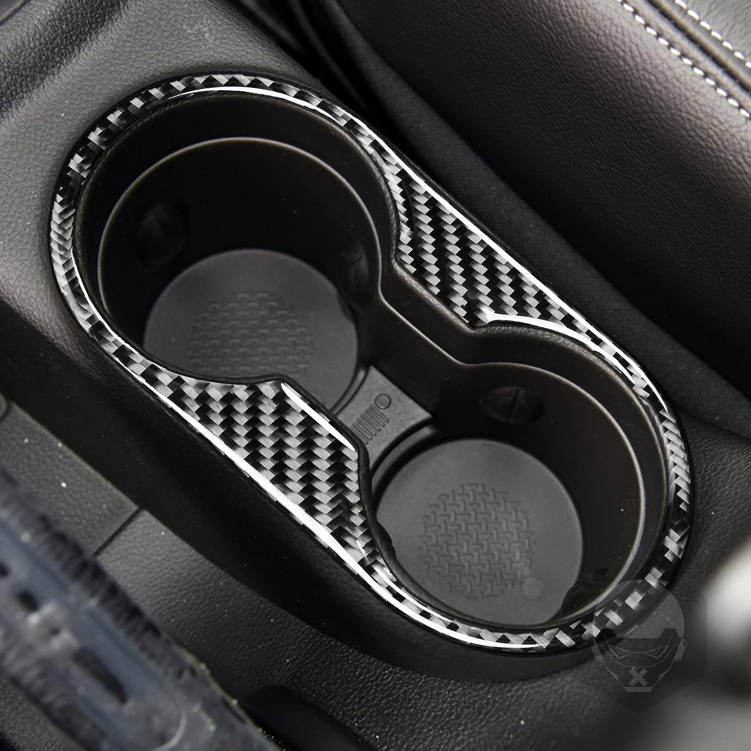 Real Premium Carbon Fiber Compatible with Wrangler 2011 2012 2013 2014 2015 2016 2017 Accessories Car Front Drain Cup Holder Cover Sticker Decal Interior Trim