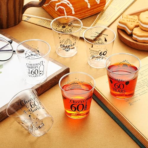 Miniatura 4 de Hushee 300 vasos de chupito de plástico de 2 onzas, desechables, regalos de fiesta de cumpleaños 60 para hombres y mujeres, suministros de