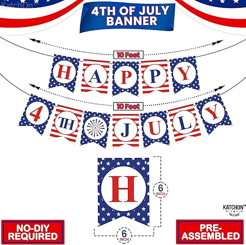 Miniatura 2 de KatchOn, Juego de pancartas con texto en inglés "Happy 4th of July", enormes, paquete de 37, globos del 4 de julio para decoraciones del 4 de julio,