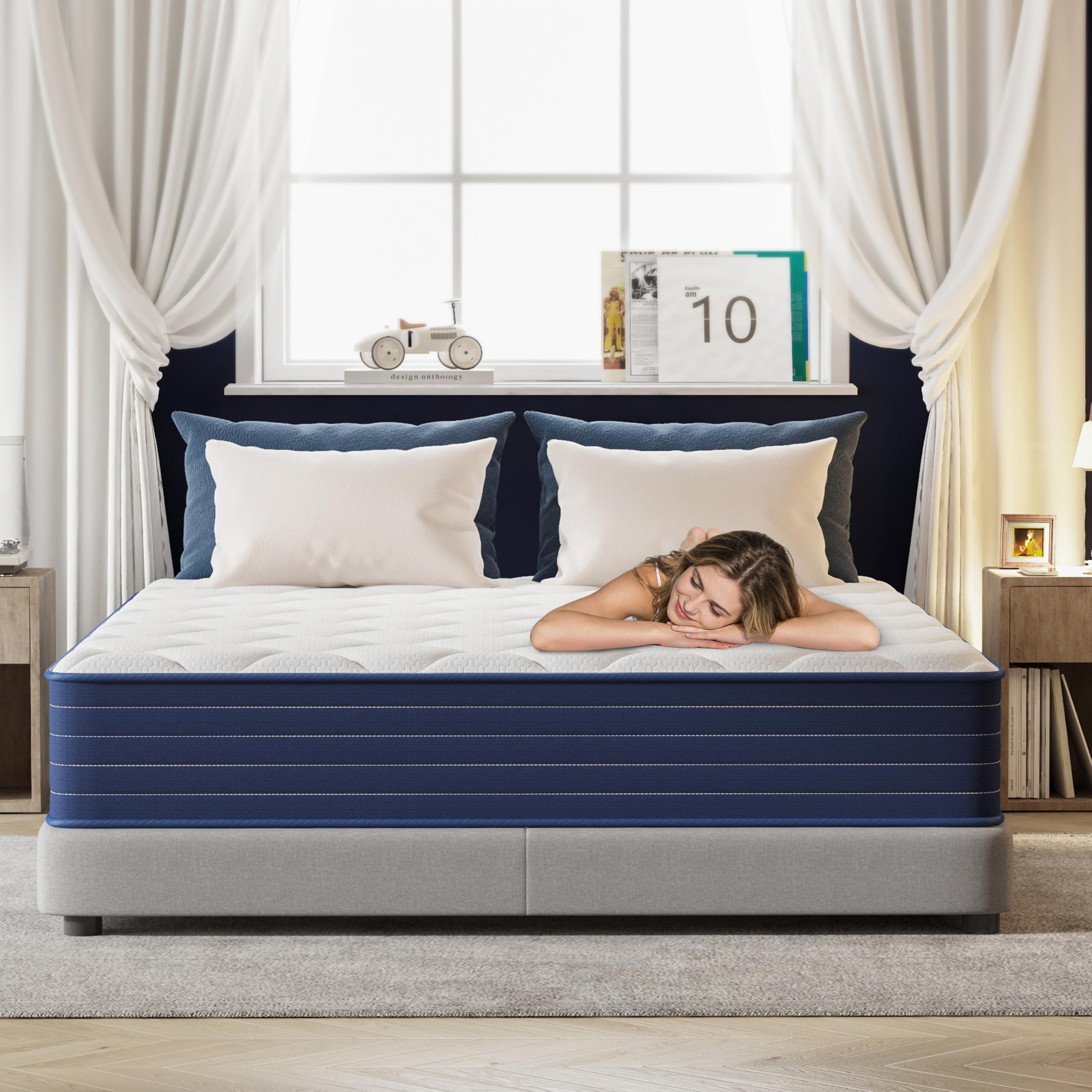PurrJoys Materasso 160 x 200 cm, altezza 25 cm, nucleo a molle insacchettate H3 & H4, 7 zone, traspirante, certificato Oeko-TEX, per chi dorme sul fianco e schiena