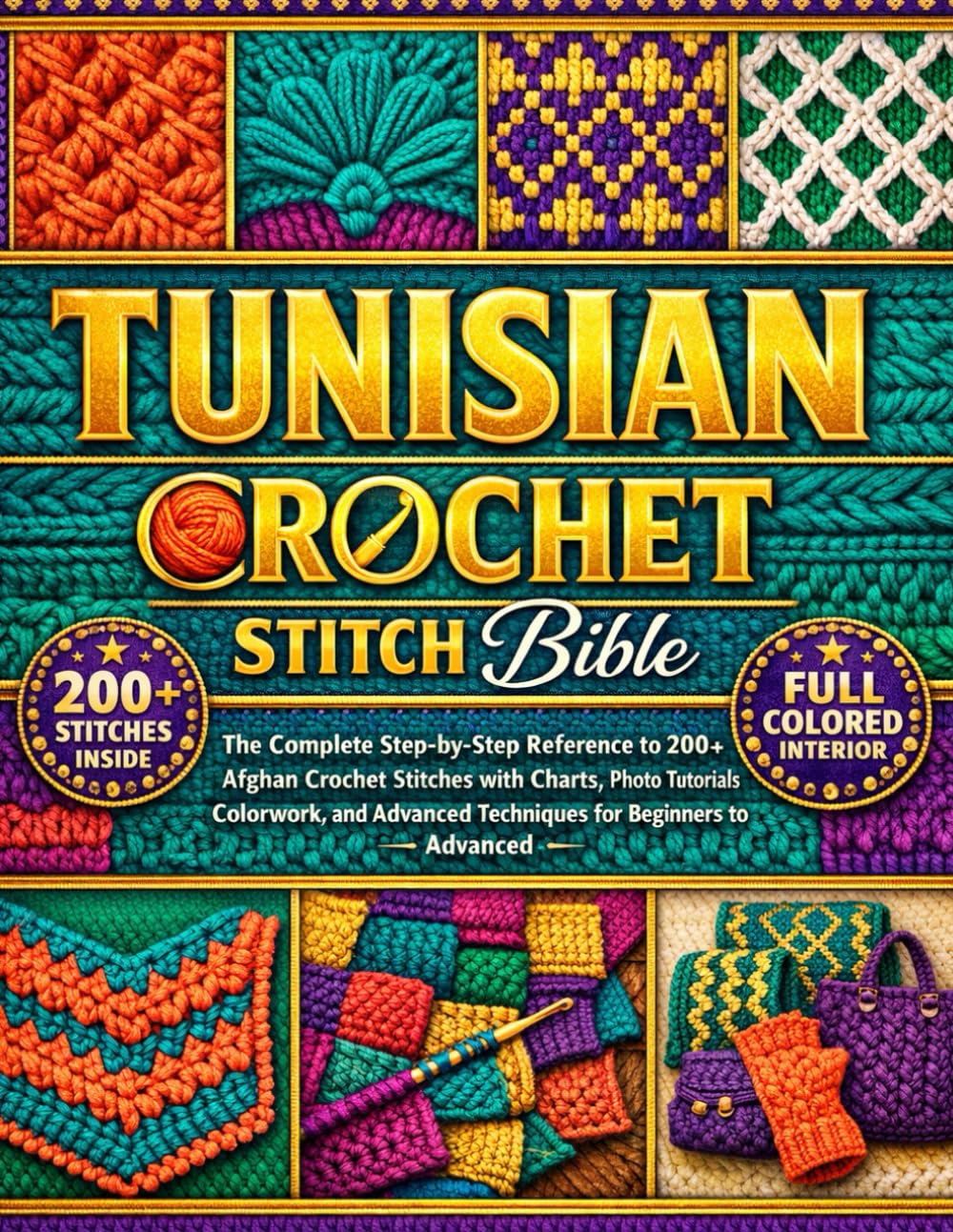 TUNISIAN CROCHET STITCH BIBLE: The Complete Step-by-Step Reference to 200+ Afghan Crochet Stitches with Charts, Photo Tutorials, Colorwork, and Advanced Techniques for Beginners to Advanced