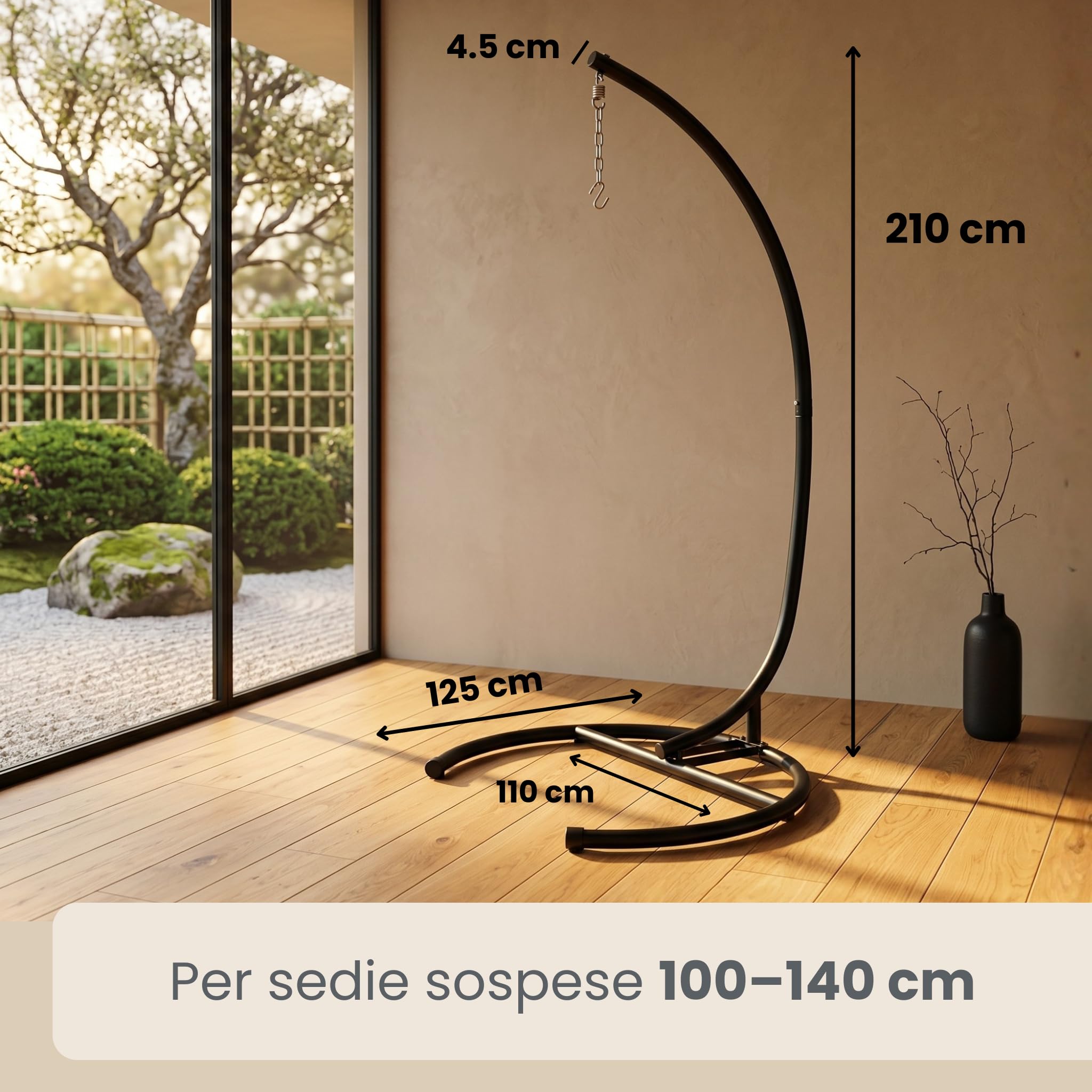 AMANKA Fino a 150kg: Supporto per Sedia a Dondolo da Esterno - XL Supporto Sedia Sospesa - 210cm Base per Poltrona Sospesa - Struttura per Poltrone da Giardino Altalena da Camera Sedie da Giardino