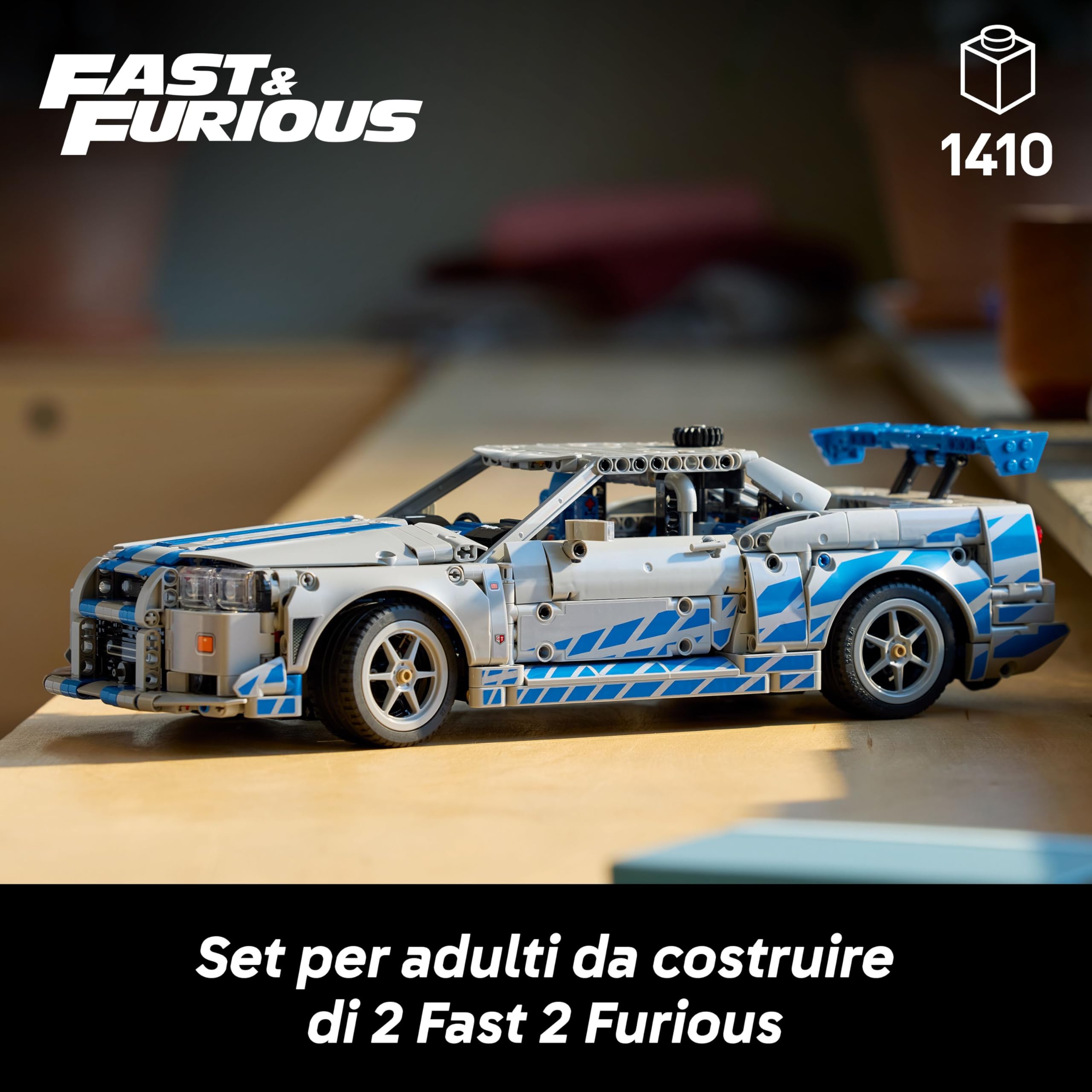 LEGO Technic Auto Nissan Skyline GT-R (R34) 2 Fast 2 Furious - Modellino da Costruire per Adulti con Funzione di Derapata, Sterzo, Sospensioni e un Motore a 6 Cilindri - Regalo da Collezione - 42210