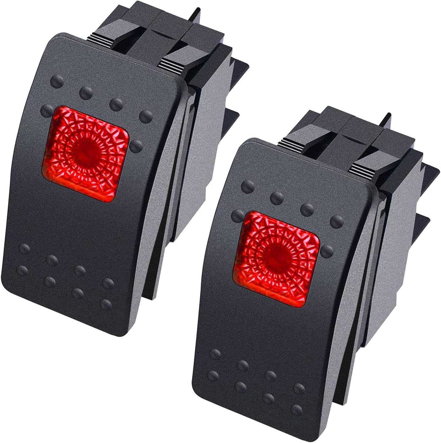 Twidec/2Pcs Boat Marine Lighted Rocker Switch 12V 20A 4Pin On/Off with Red LED Car Offroad Push Button Toggle Switch RK1-06N-R