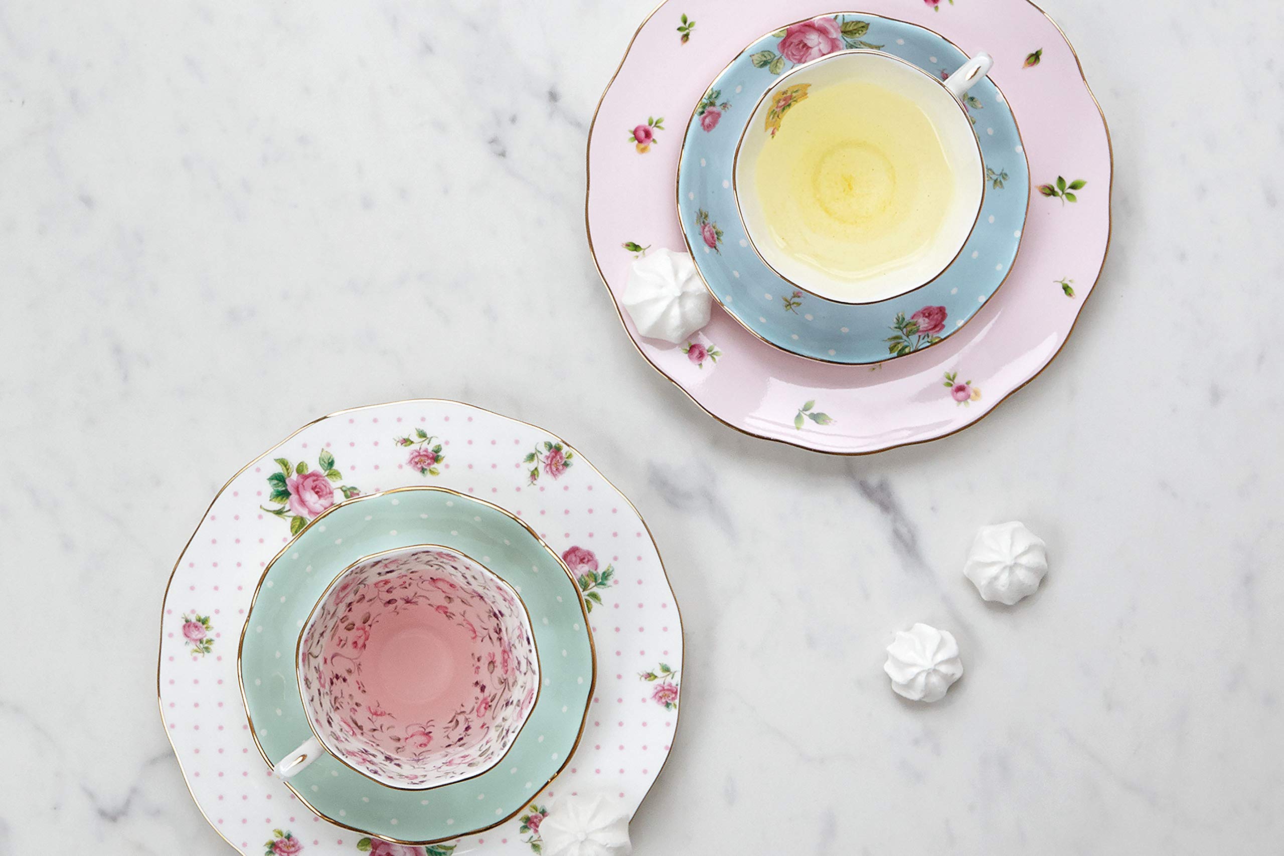 Amazon | Royal Albert 水玉 ブルー ビンテージ ミックス プレイス 3点 
