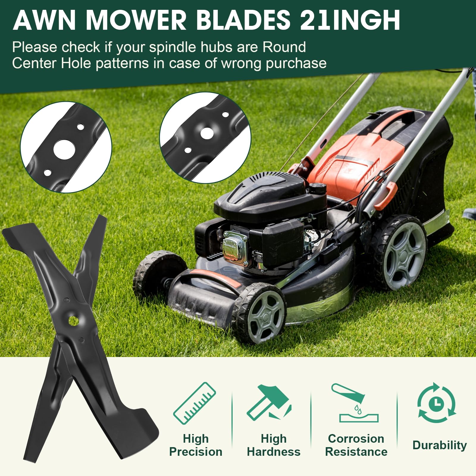 Jewheg Juego de cuchillas de cortacésped 72511-VL0-S00 y 72531-VH7-000 compatible con Honda HRR216 K9 PKAA VKAA VLAA VYAA K10 K11 cortacésped giratorio, kit de doble hoja microcut de 21 pulgadas