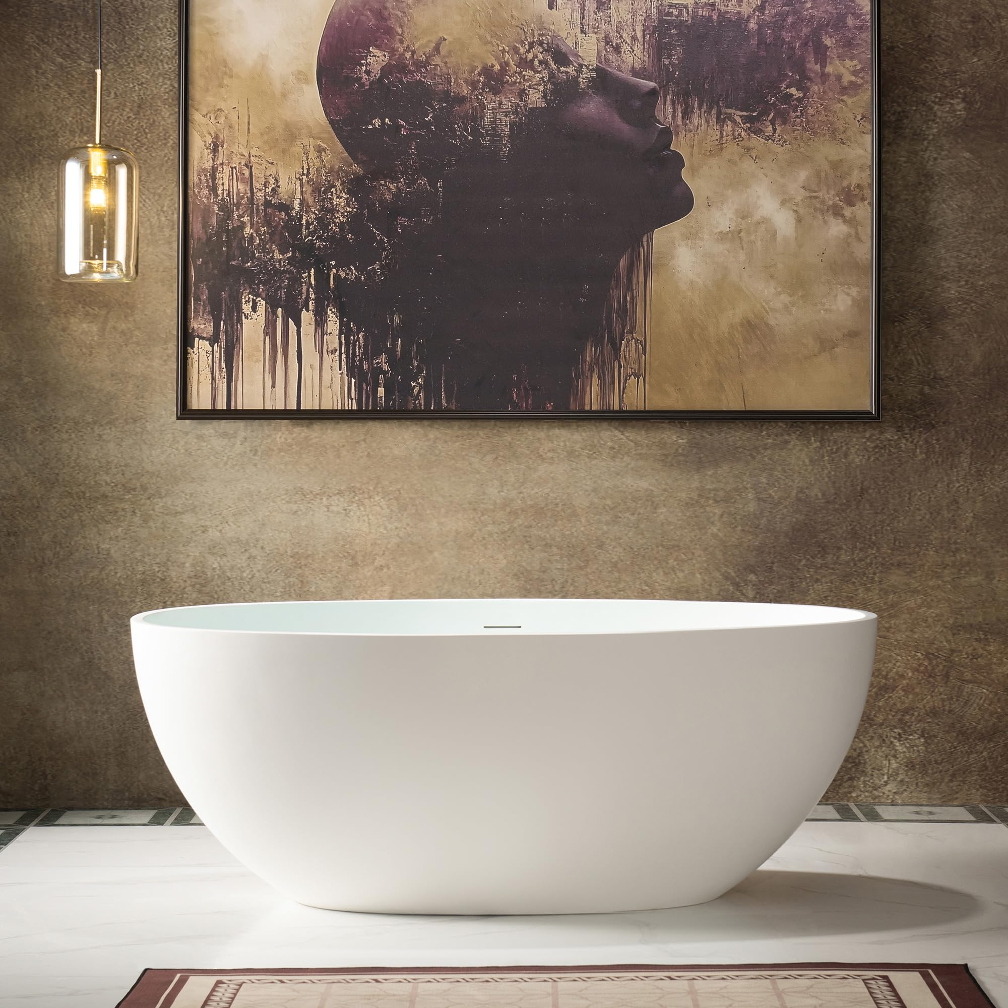 WOODBRIDGE 55 inch stone resin freestanding soaking tub