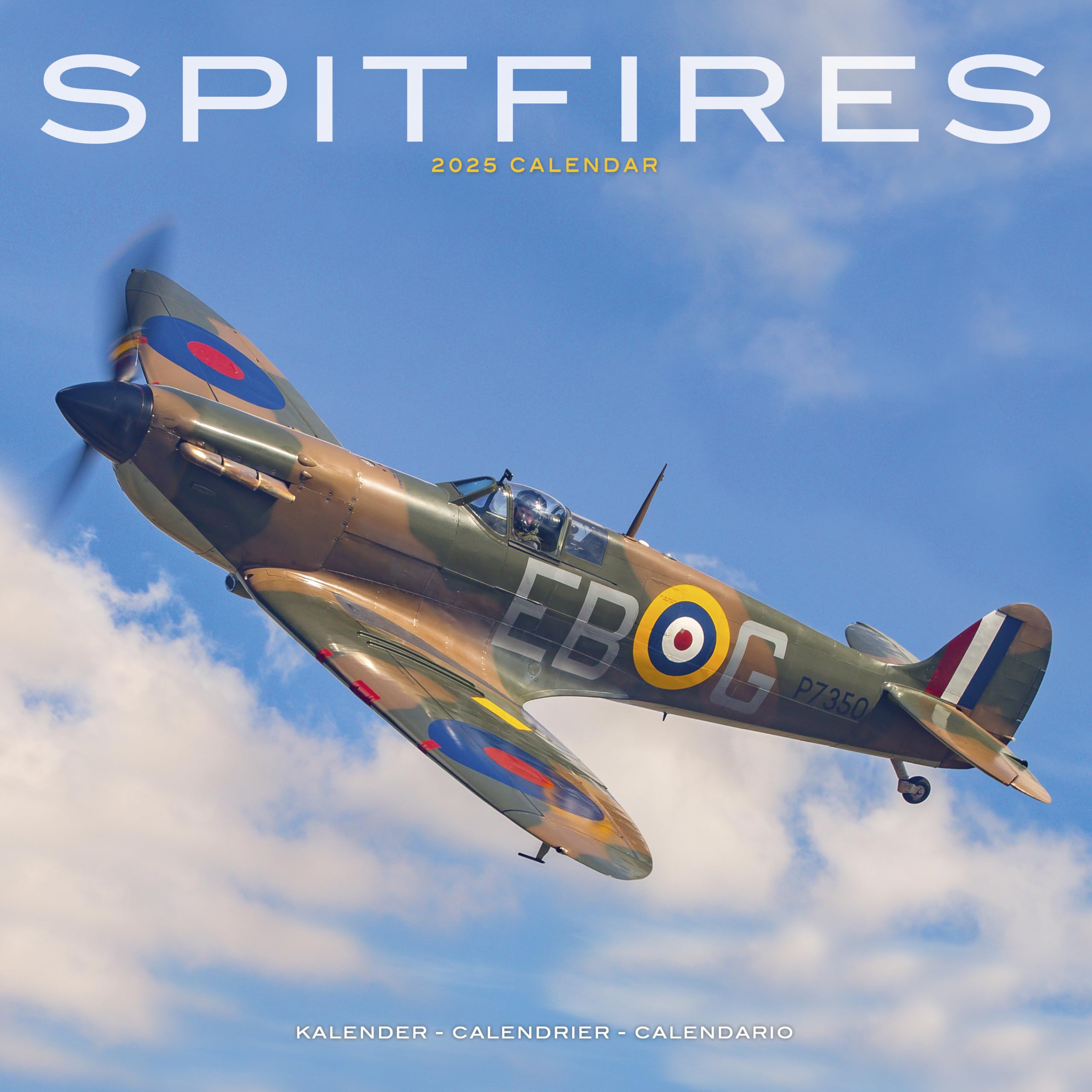 Spitfires 2025 Square Wall Calendar | Aircraft, Transport, History Calendar ENGLISH EDITION