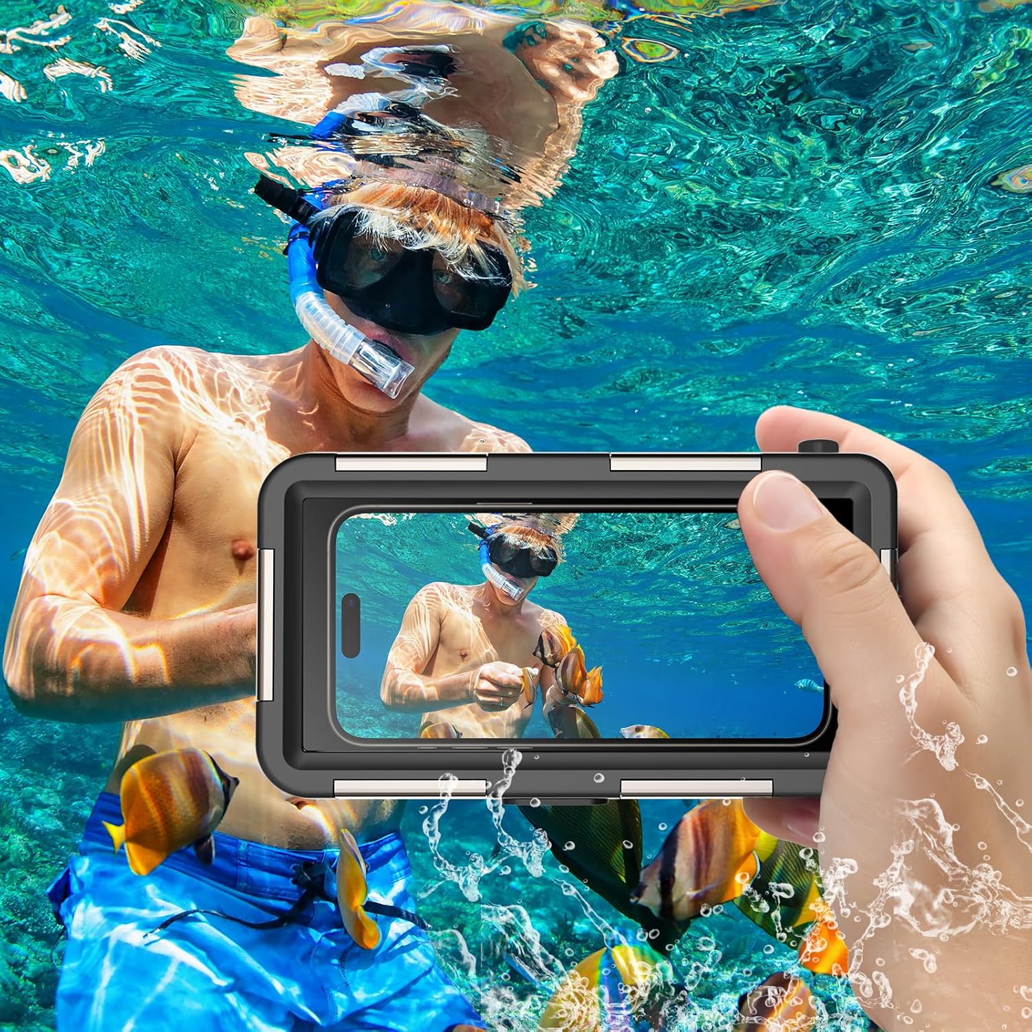 Ultra-Durable Waterproof Case - 10m/30FT Depth Rated for Snorkeling, Kayaking & Underwater Photography | Mechanical Button for Instant Photos (Black, for Samsung G)