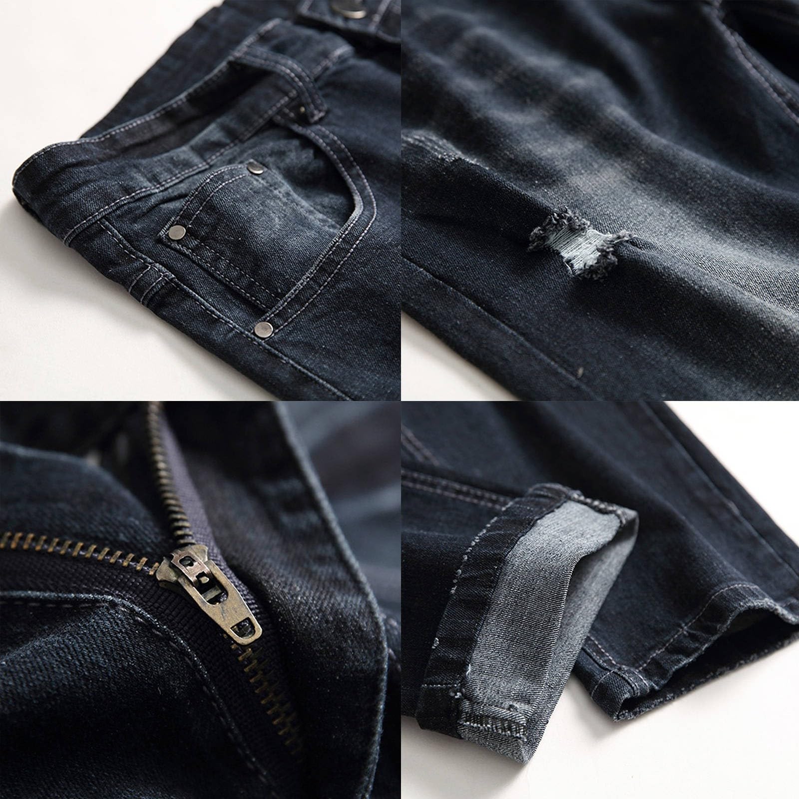 Destroyed - Jeans da uomo, elasticizzati, lunghi, dritti