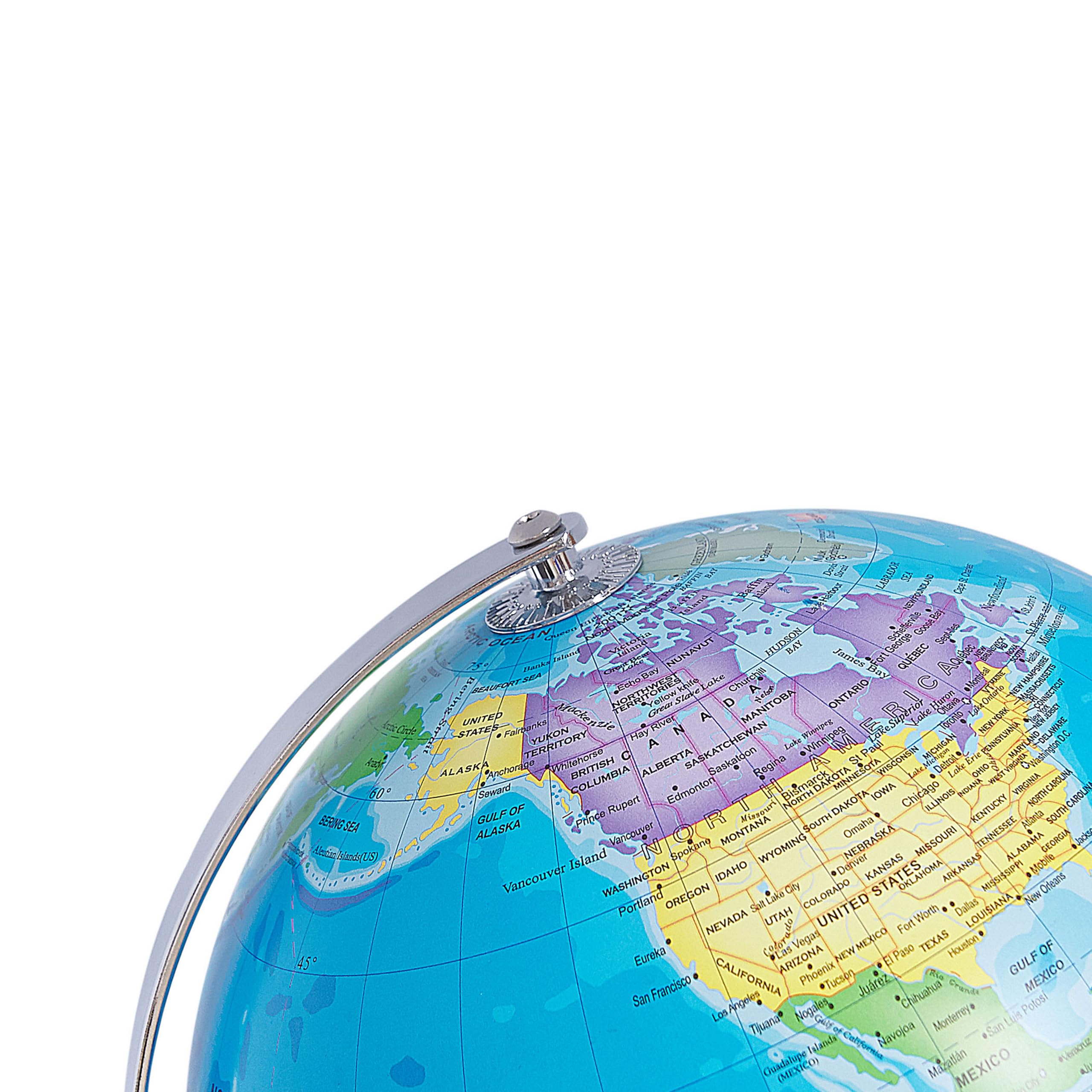 Mappamondo Decorativo Blu e Metallo Argento con Mappa Stelle e LED 24 cm