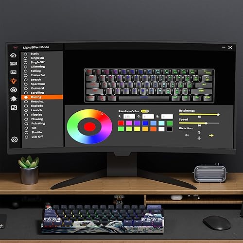 Miniatura 7 de XVX - Teclado para juegos al 60 %, teclado mecánico inalámbrico RGB de 3 modos, mini teclado para jugadores del 60 % con interruptor lineal