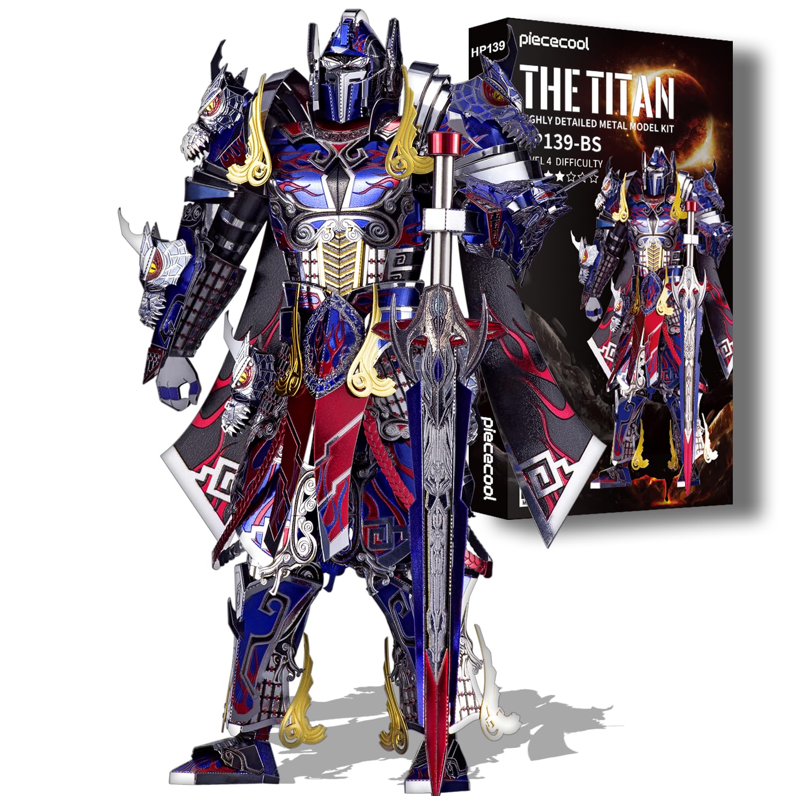 3D Puzzle Metal TITAN Mech Warrior, Black Knight Craft Model Kits for Adults to Build, 3D Puzzles Adult Teens for 304 Stainless Steel, Ideal as Gifts, Home Decoration, DIY, 157 Pieces