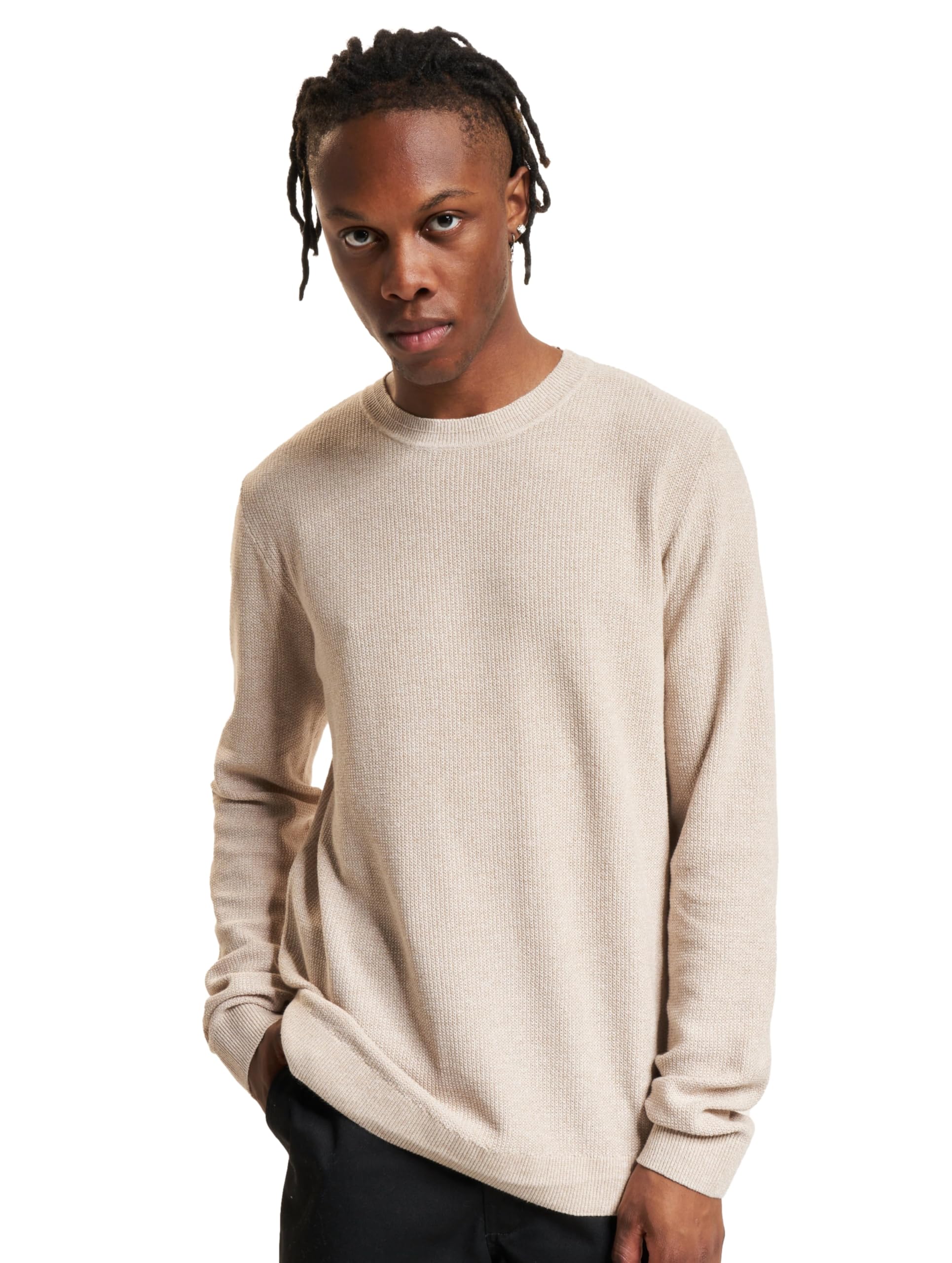 JACK & JONES Jprcclucas Structure Knit Crew Neck Sweter męski z dzianiny, Czysty kaszmir Szczegóły: Twist, S