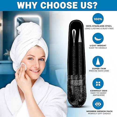 Miniatura 7 de EFAH Care - Extractor de espinillas de acero inoxidable, herramienta de tratamiento de acné, removedor quirúrgico de puntos negros, perfecto para