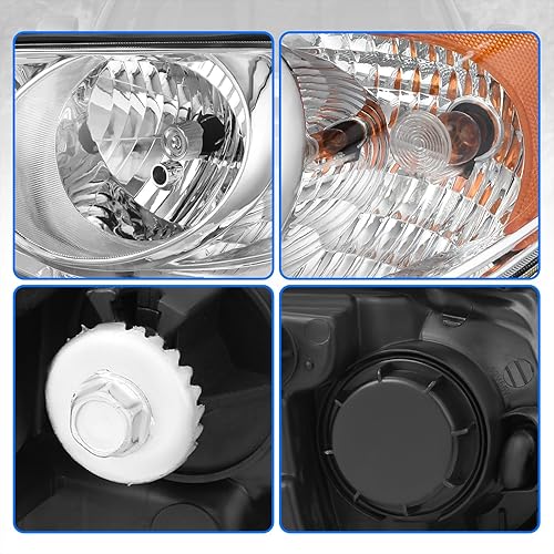 Miniatura 4 de DWVO Conjunto de faros delanteros compatible con Elantra 2007 2008 2009 2010 07 08 09 10 repuesto para faros delanteros cromados, lente reflector