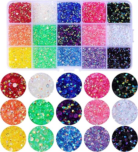 STGDAK 8400 diamantes de imitación transparentes con parte trasera plana para manualidades diamantes de imitación transparentes Jelly AB para uñas