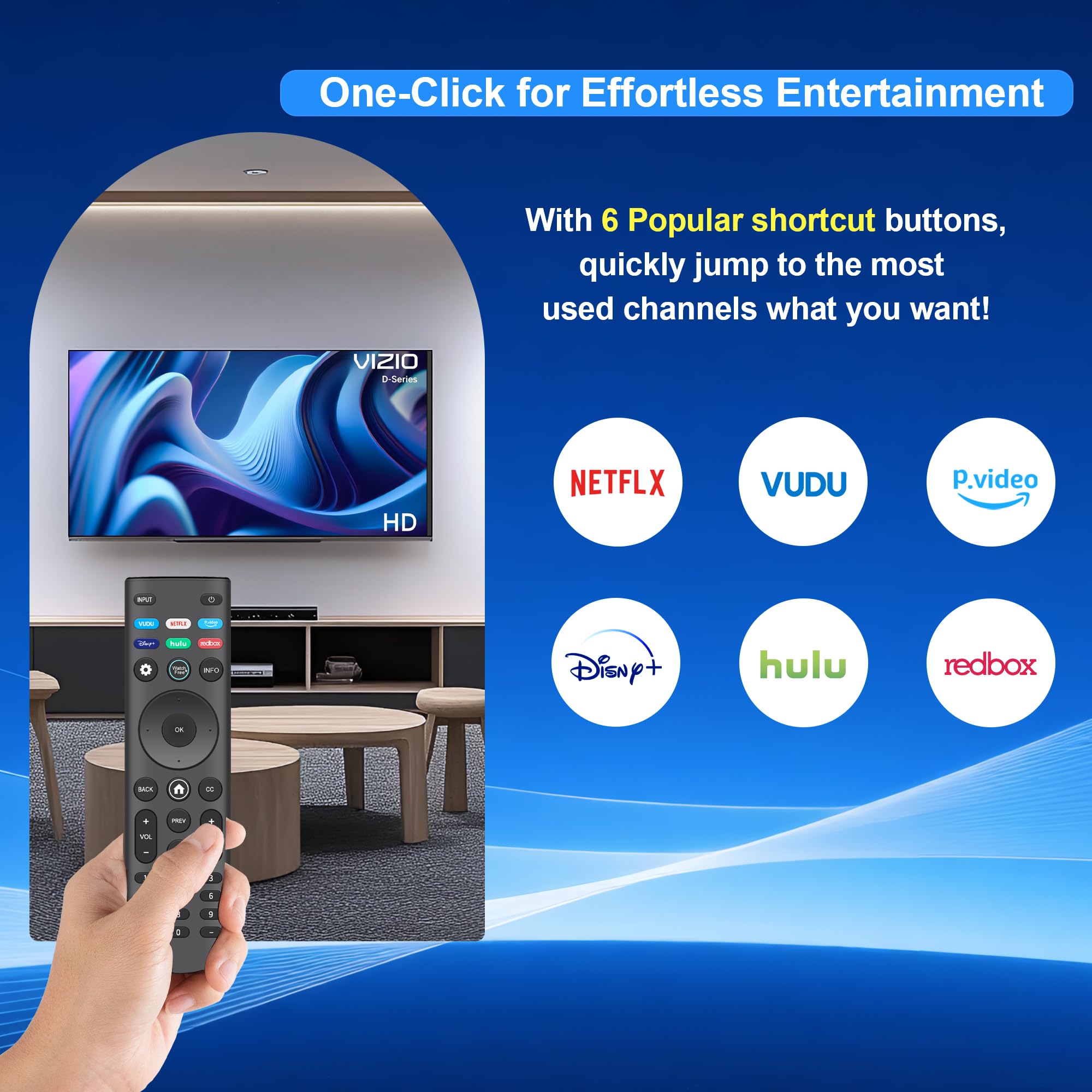 Telecomando di ricambio per Smart TV VIZIO All LED LCD HD 4K UHD HDR Smartcast 3D Smart TV XRT140 telecomando universale XRT136 di ricambio per Vizio-Smart-TV-Remote per Vizio TV (D/E/M/P/PX/V