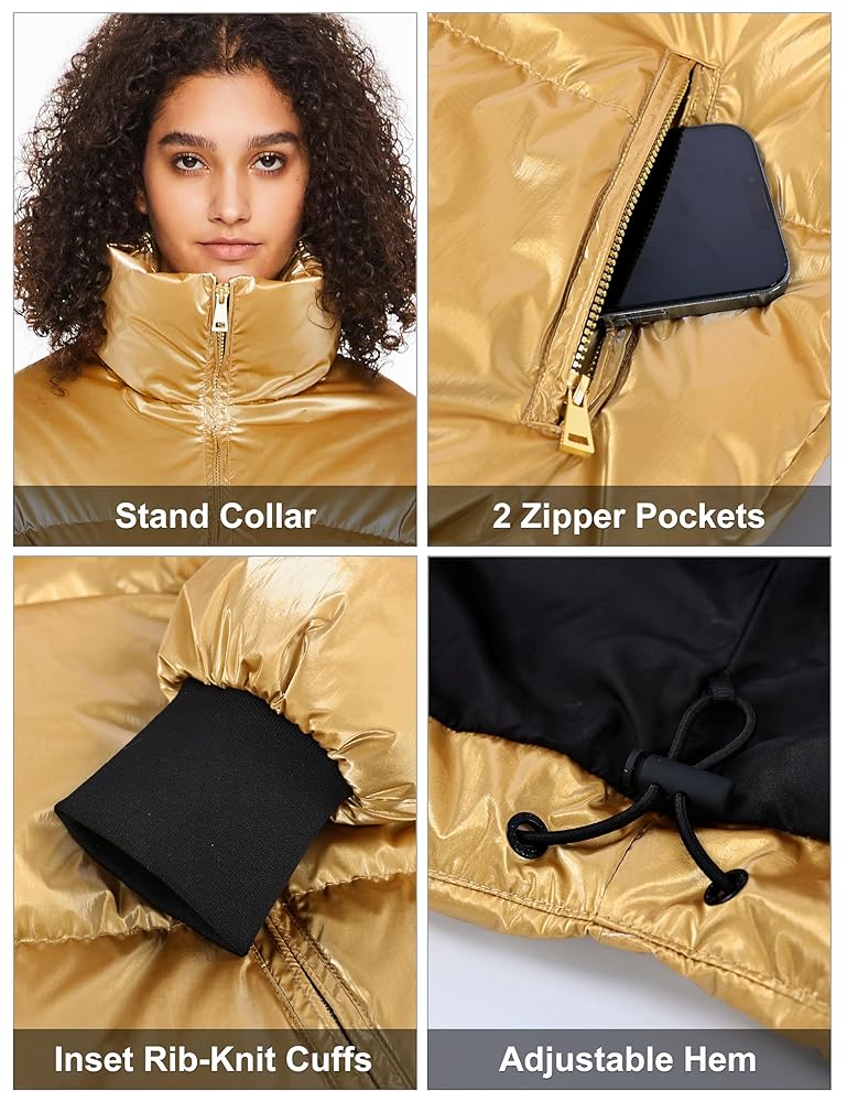 【oro】Glossy Crop Puffer Padding Amazon.com: Orolay Shiny Cropped Winter Puffer Jacket for