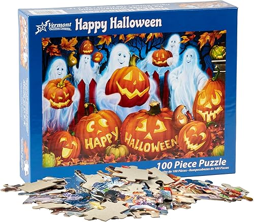 Miniatura 3 de Vermont Christmas Company Rompecabezas de 100 piezas de Happy Halloween, piezas grandes, perfecto para niños y personas mayores