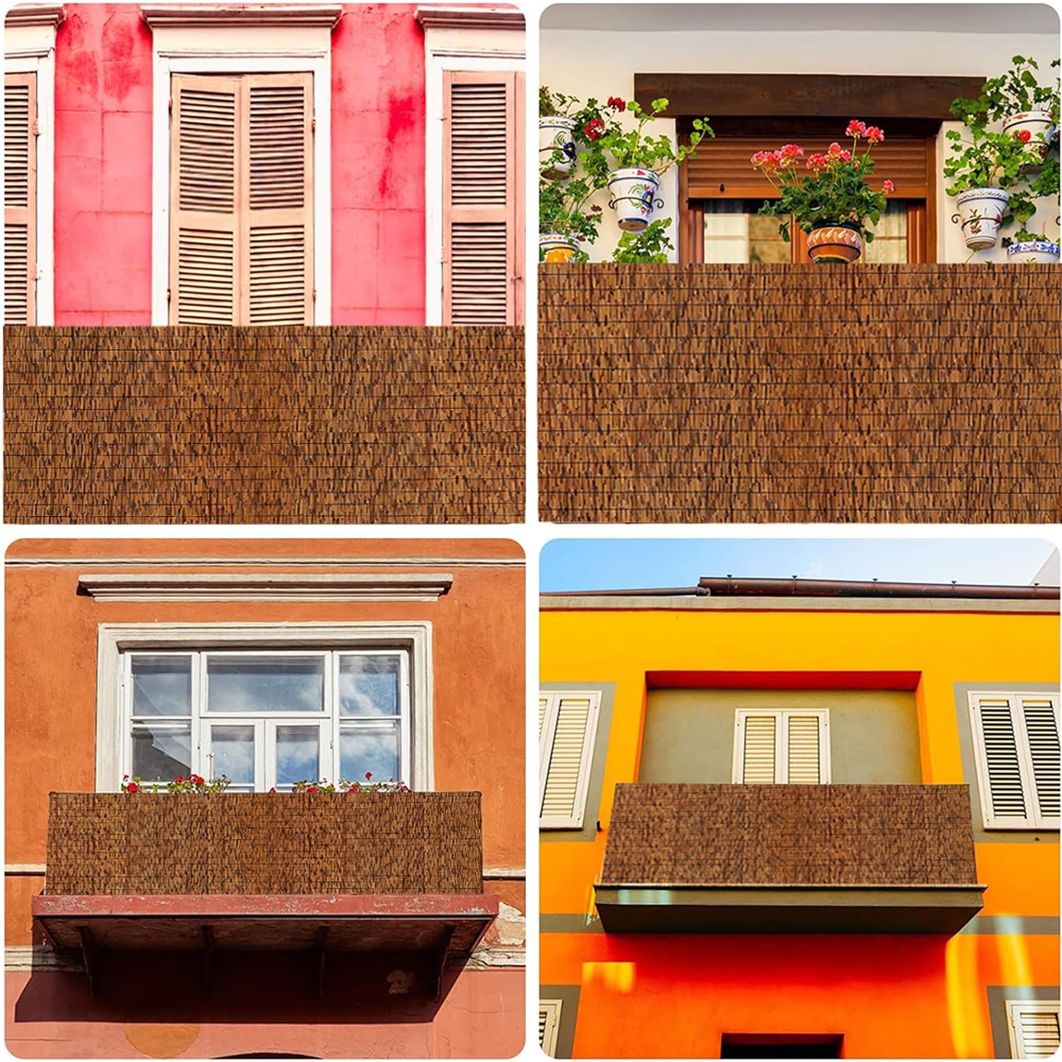 Natürlicher Bambus Zaun für den Privatsphäre, 1,8 x 7,9 m, brauner Bambus Zaun für Terrasse, Garten, Pool und Balkon, stilvolle Lösung für den Privatsphäre, resistent