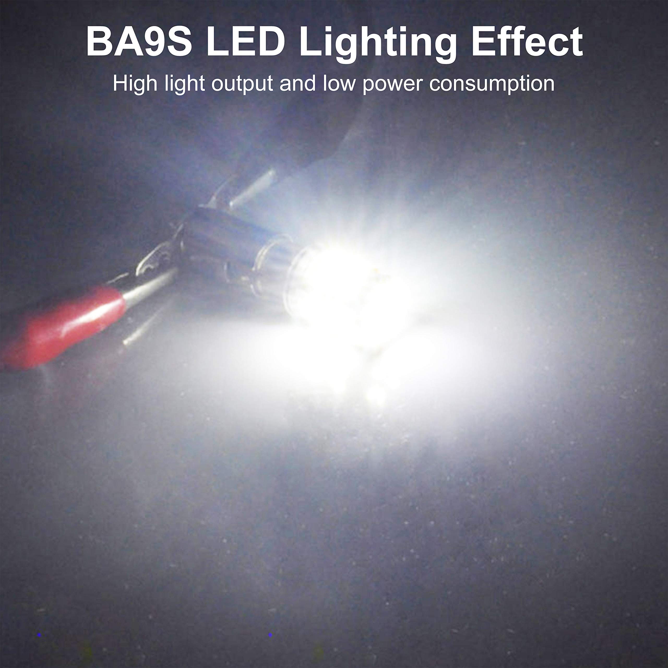 QAUBEN BA9S LED Bulb 12-24V Super Bright 1000LM 3014 54SMD Chipset 6000K White LED Bulb for Car Interior Side Door Courtesy Lights Map Lights, Non-polarity 2.9W (4pcs)