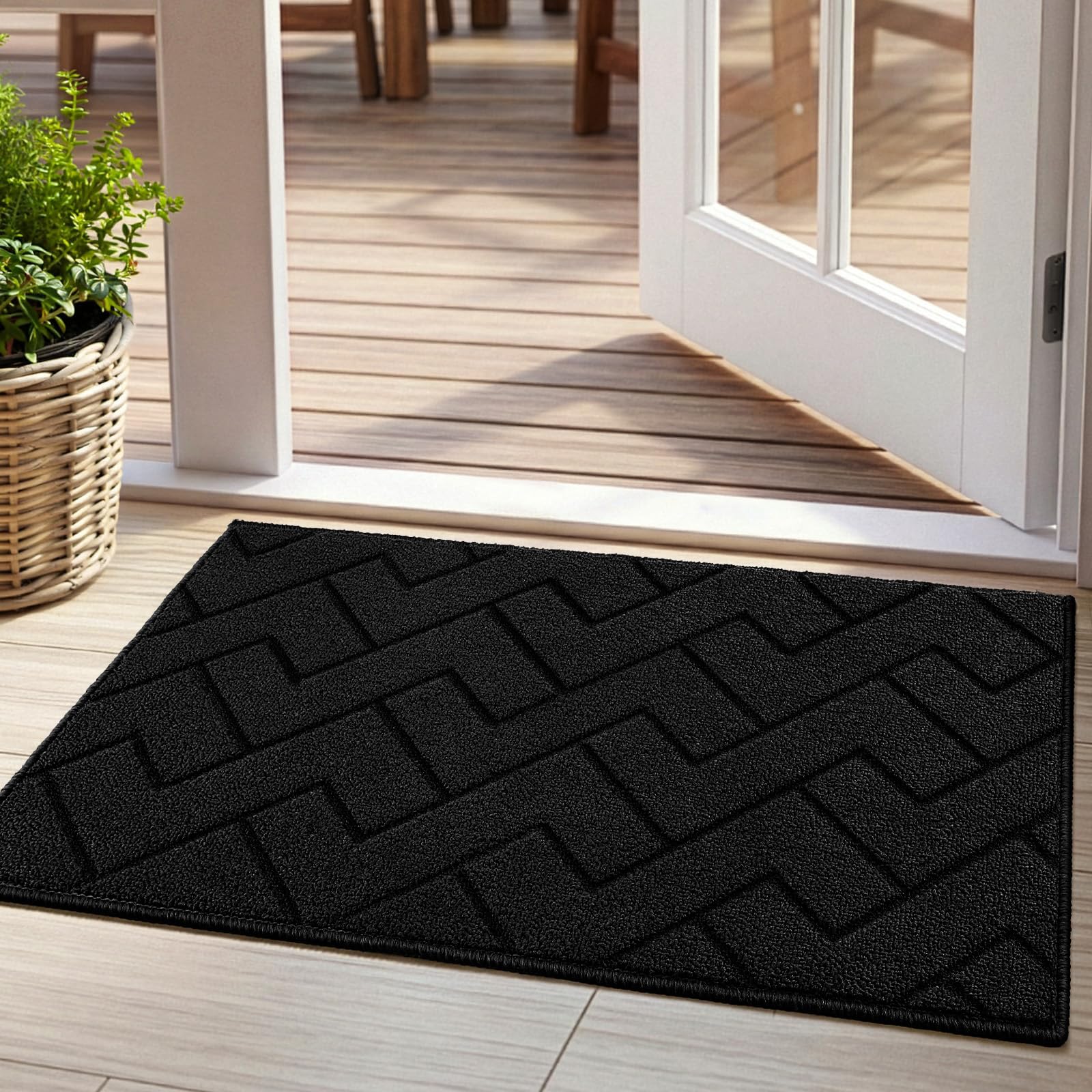Tuocal Door Mats Indoor, 60 x 90 cm Dirt Trapping Door Mat Non-Slip Low Profile Doormats Machine Washable Super Absorbent Entry Rug for Entryway Front Door, Back Door, Muddy Shoes and Paws