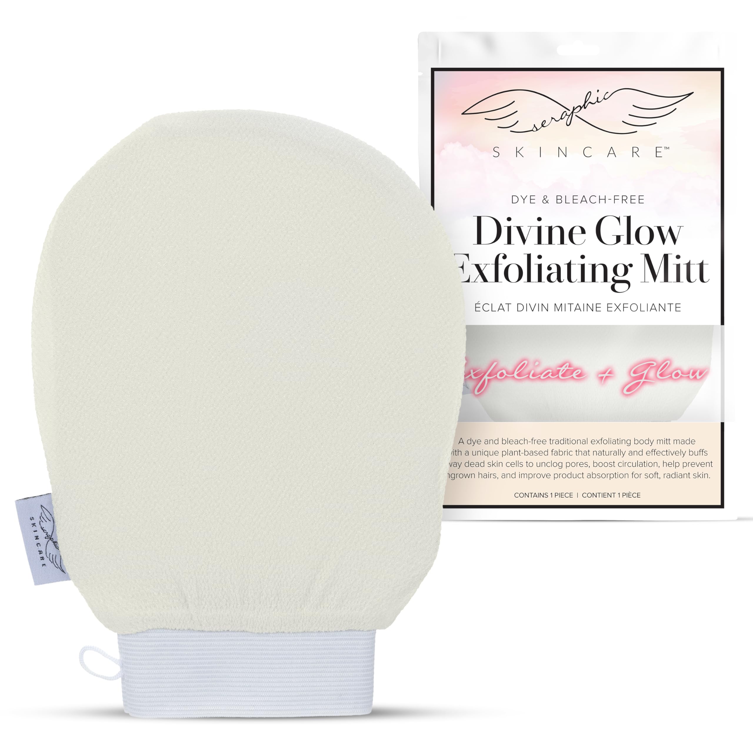 Divine Glow Exfoliating Mitt (1pc) – 100%, Dye-Free, Bleach-Free Vegan Viscose Korean Exfoliating Glove – Body Exfoliator for Self-Tan Removal & Keratosis Pilaris