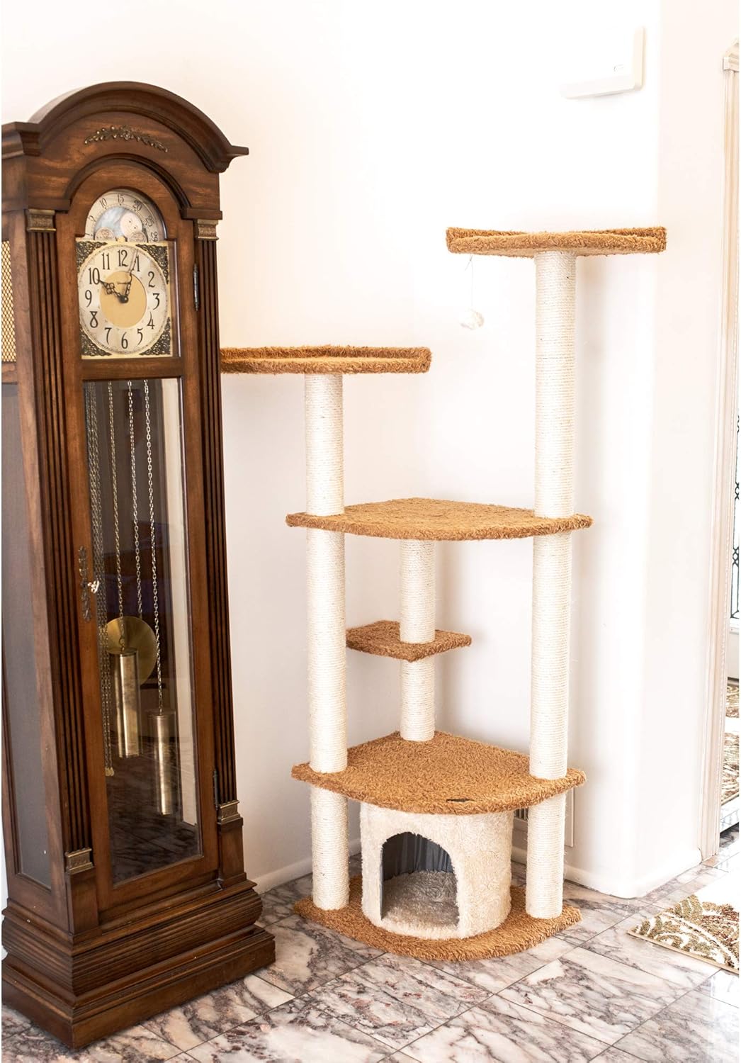 review Armarkat Ultra Thick Faux Fur Cat Scratching Furniture Real Wood Jump Platform for Cats Chocolate A6402