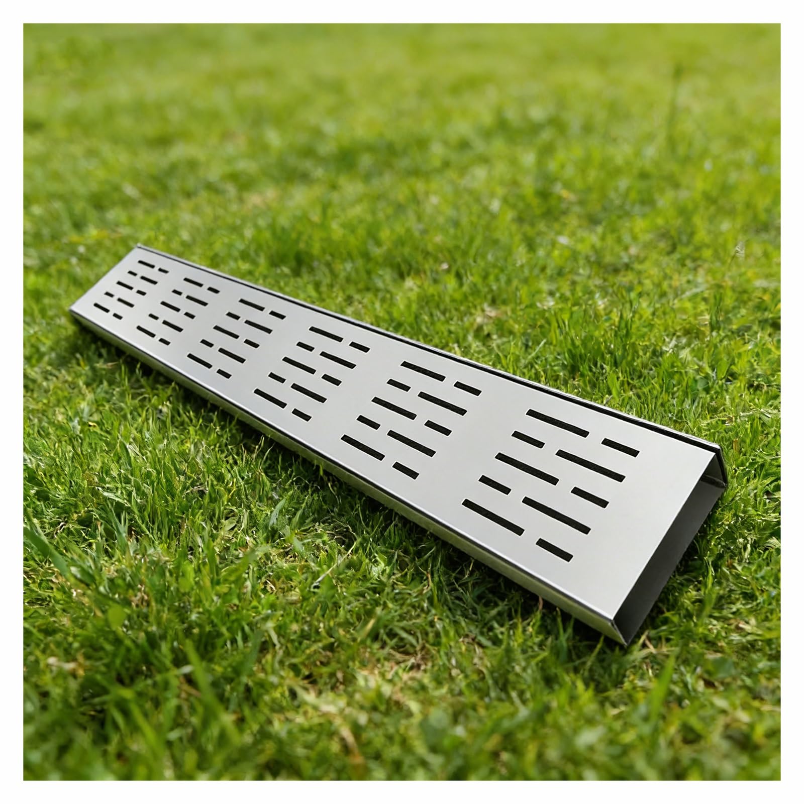 GLDYTVF Narrow Channel Drainage System 304 with Grates Durable Trench Drainage System Stainless Steel Linear Drainage Grate for Garden H5*W10CM (H1.96*W3.94IN)