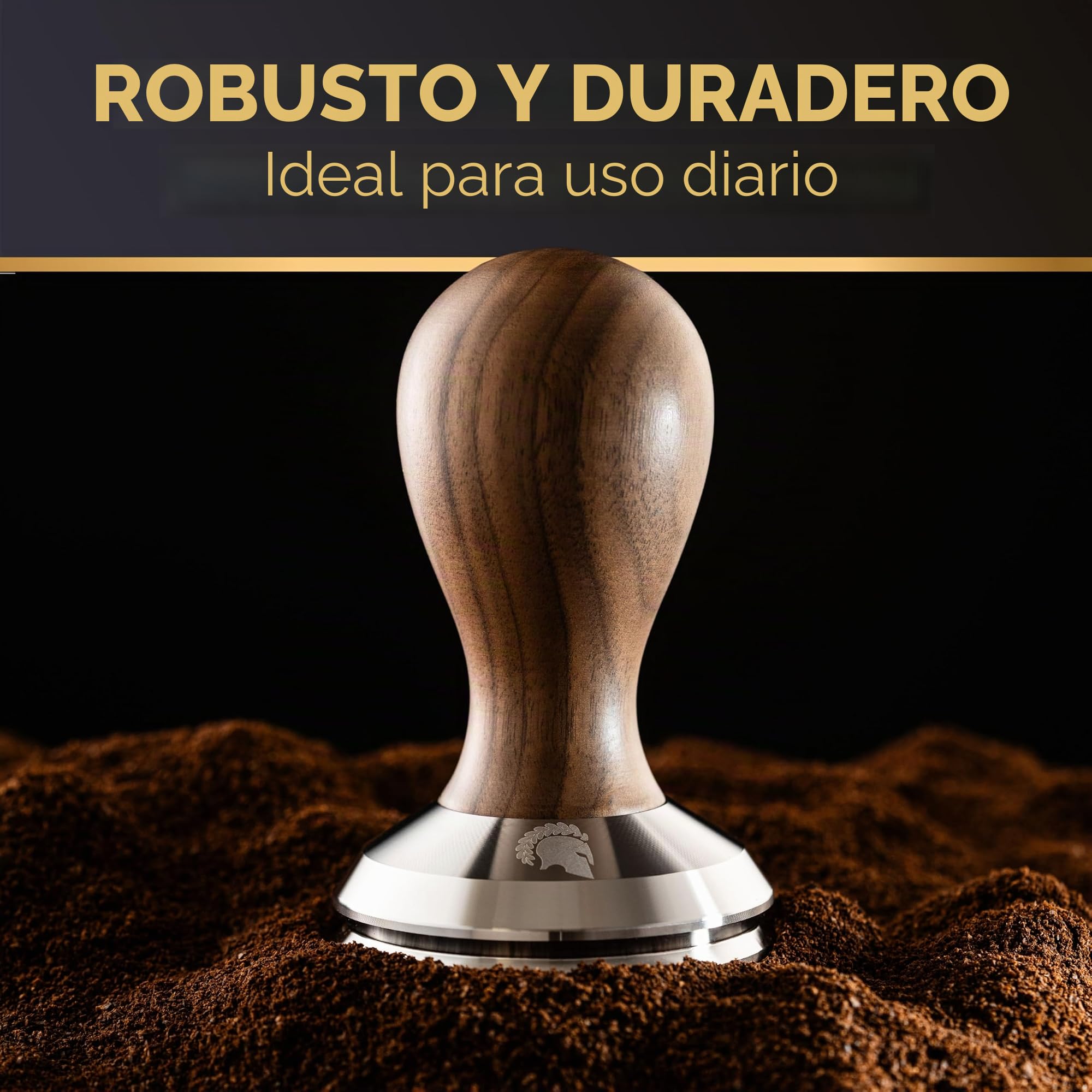 Barista Legends® Tamper de 58,5 mm – Prensador de espresso premium de acero inoxidable con mango de madera – Base anti_vacío para un disco uniforme sin canalizar – Accesorio perfecto para los amantes