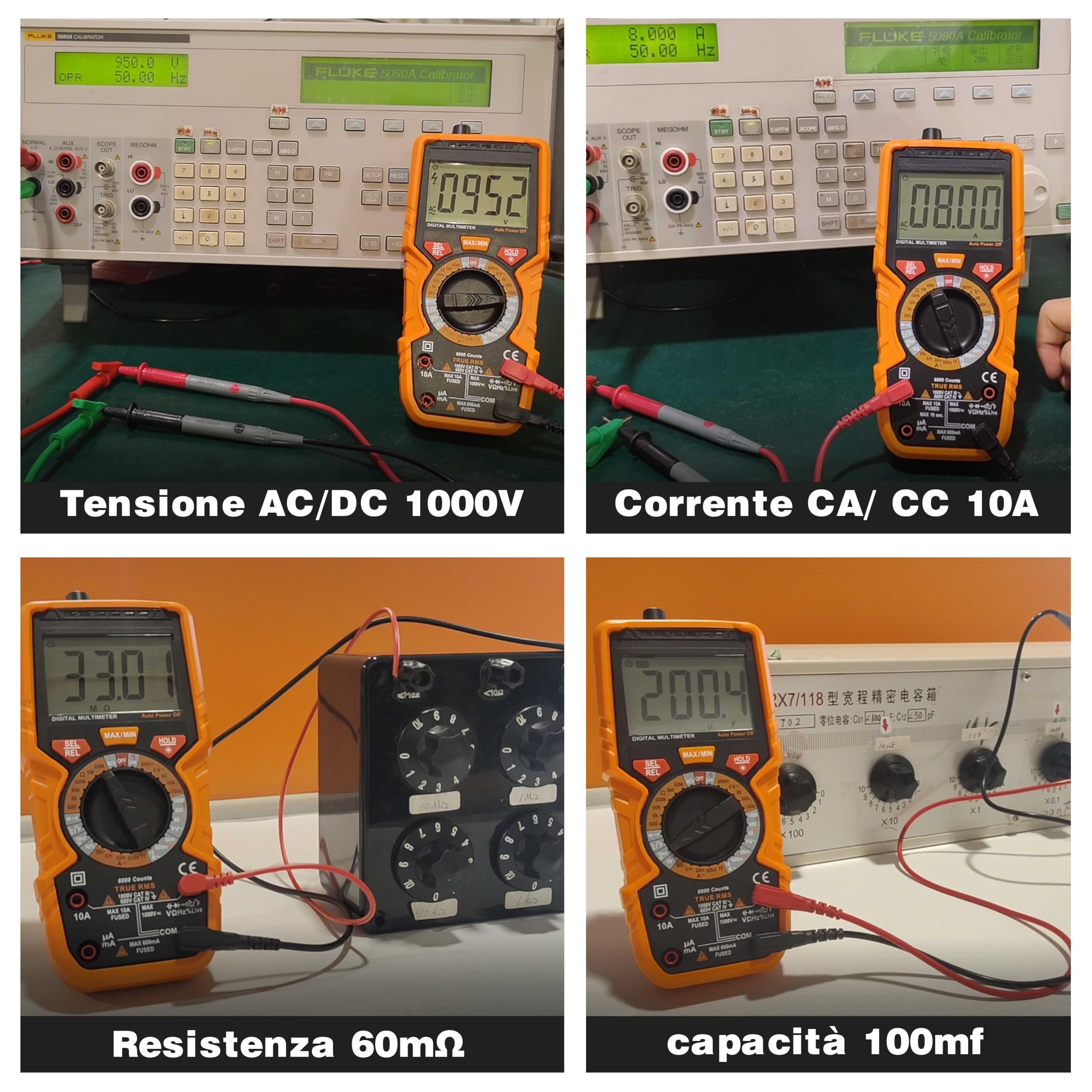 Multimetro digitale con 6000 conteggi, Amperemetro Ohmmetro Voltmetro TRMS, Misura la resistenza alla corrente di tensione Diodo Continuità Temperatura Frequenza NCV con display LCD e torcia elettrica