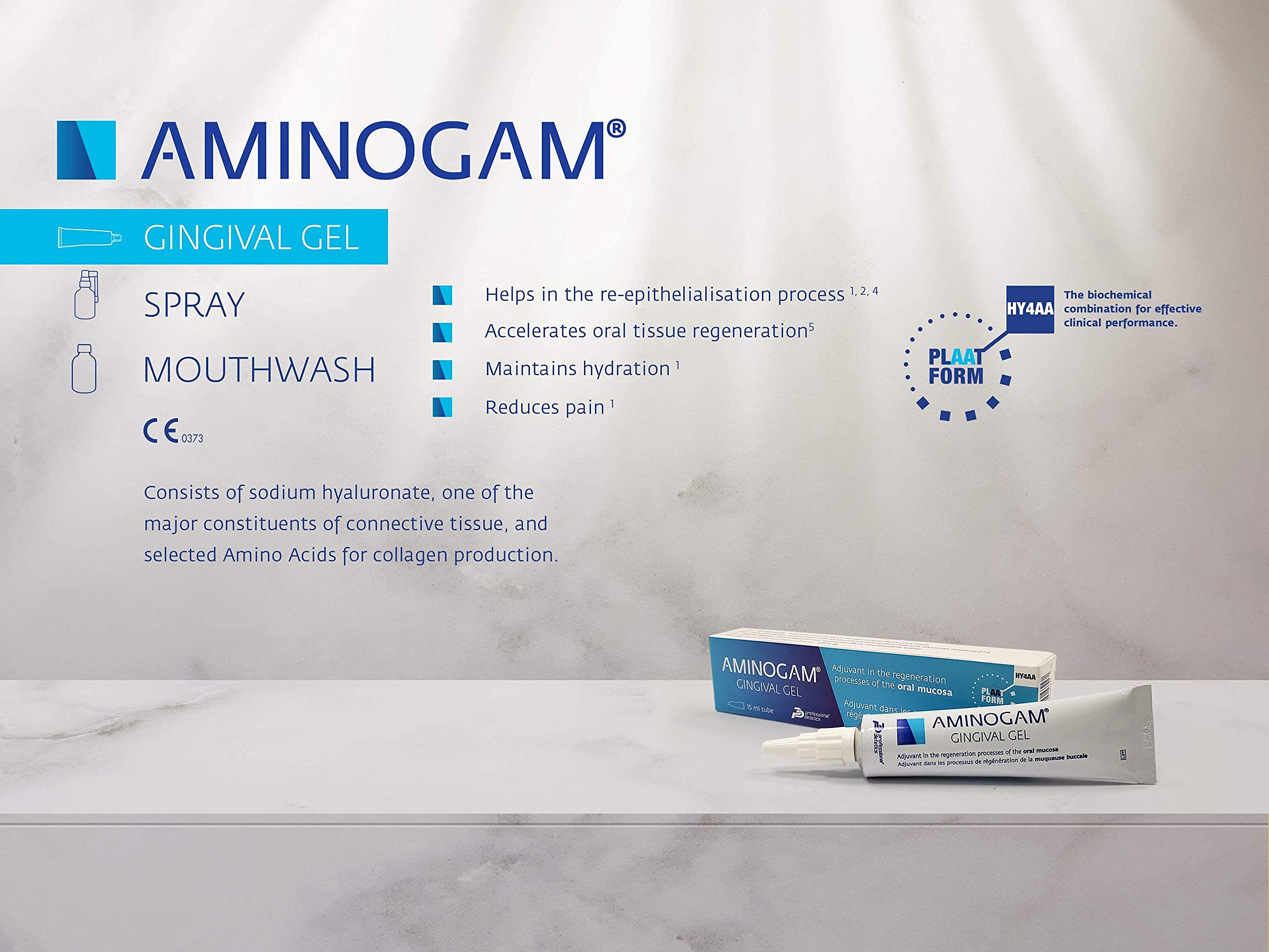 Aminogam - Gel Rigenerante Lesioni Mucosa Orale. con Acido Ialuronico per una guarigione veloce. Dispositivo Medico. 15 ml, 1 millilitro, 1
