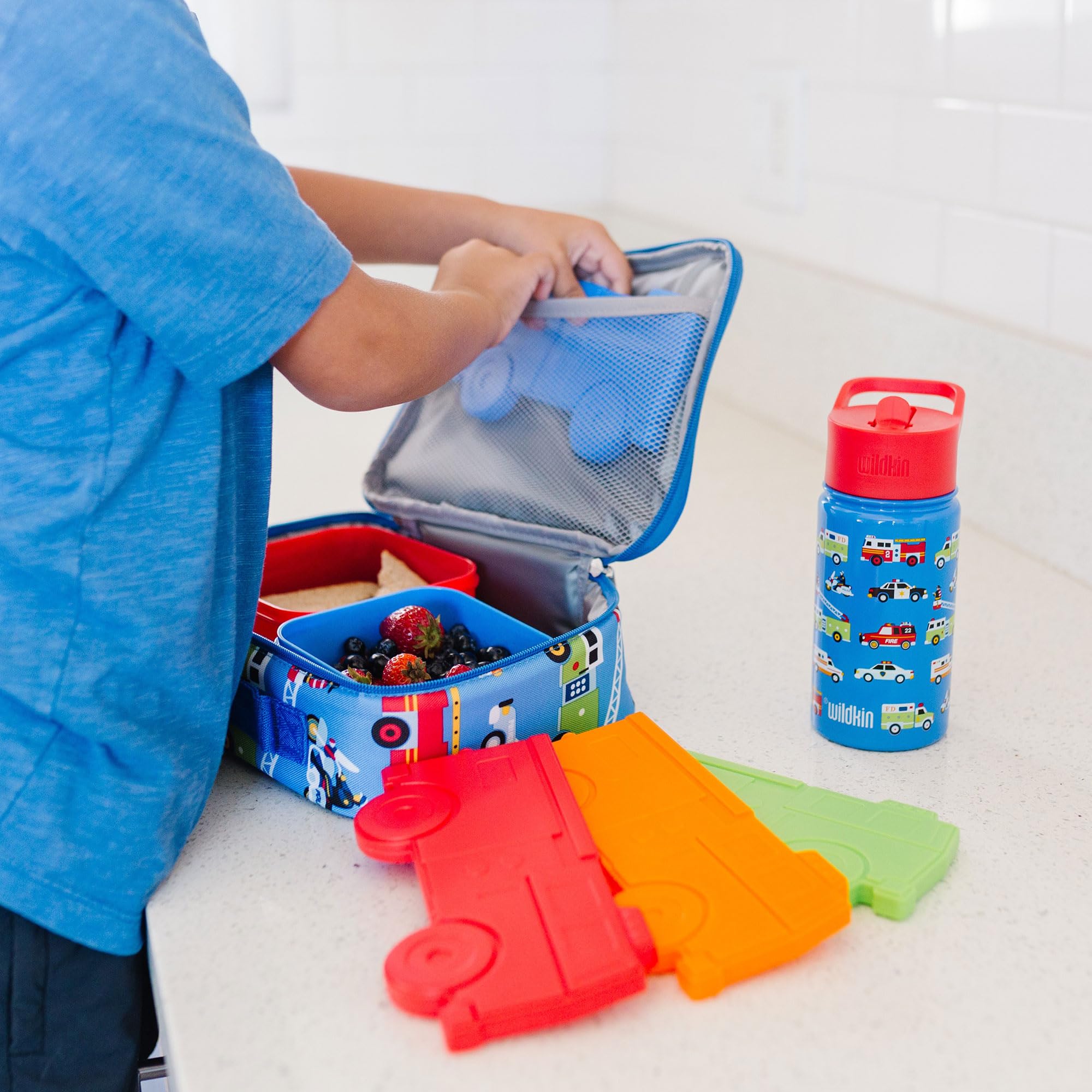 Wildkin Paquetes de hielo para niños (4 paquetes) para niños y niñas, perfectos para guardería y preescolar, paquetes de hielo delgados y reutilizables, mantiene los almuerzos frescos y frescos para