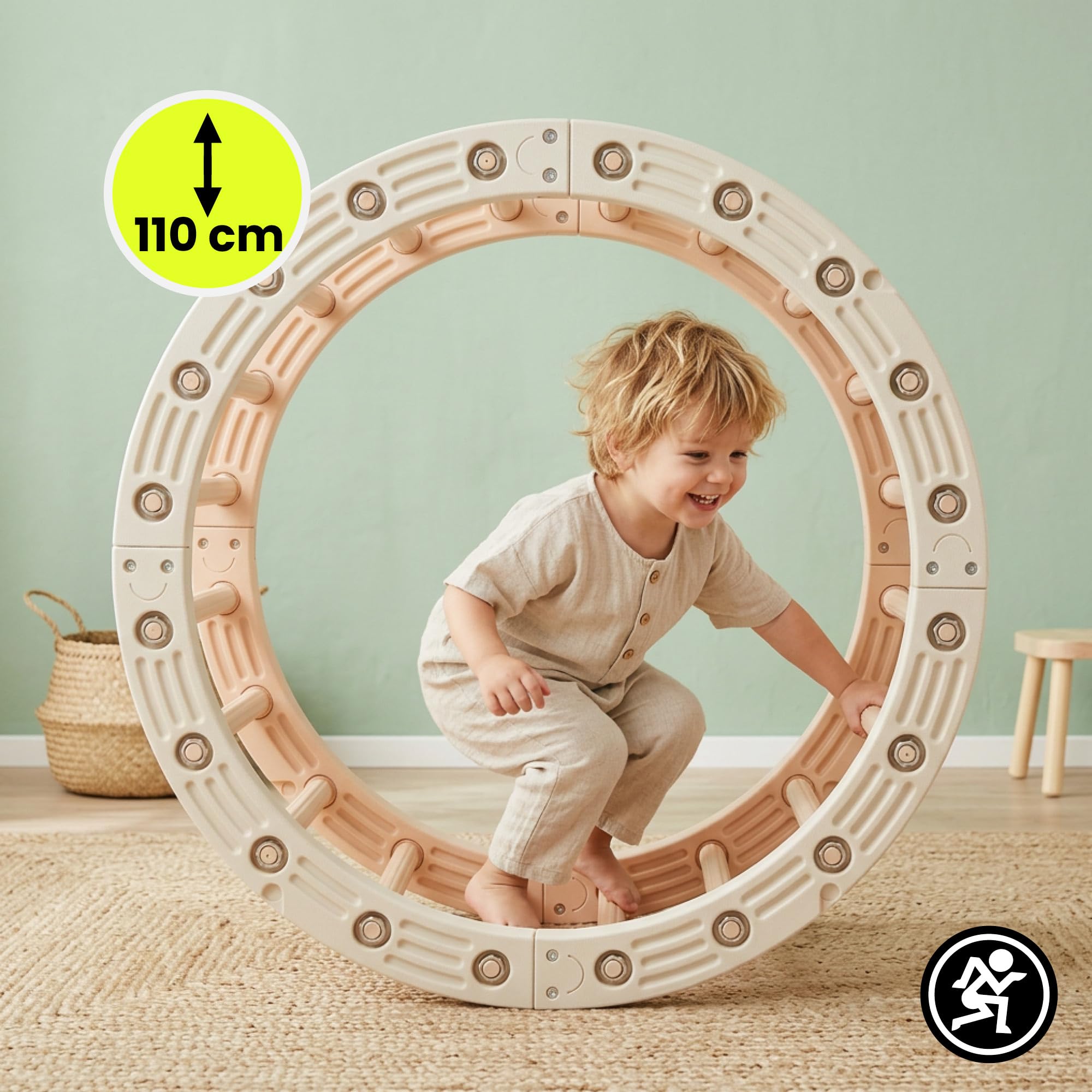 HyperMotion Bujak Gimnastyczny 4w1 Modułowy HDPE 110 cm | Modułowy bujak 4w1 rozwija równowagę, koordynację i kreatywność podczas aktywnej zabawy w domu oraz sali zabaw.