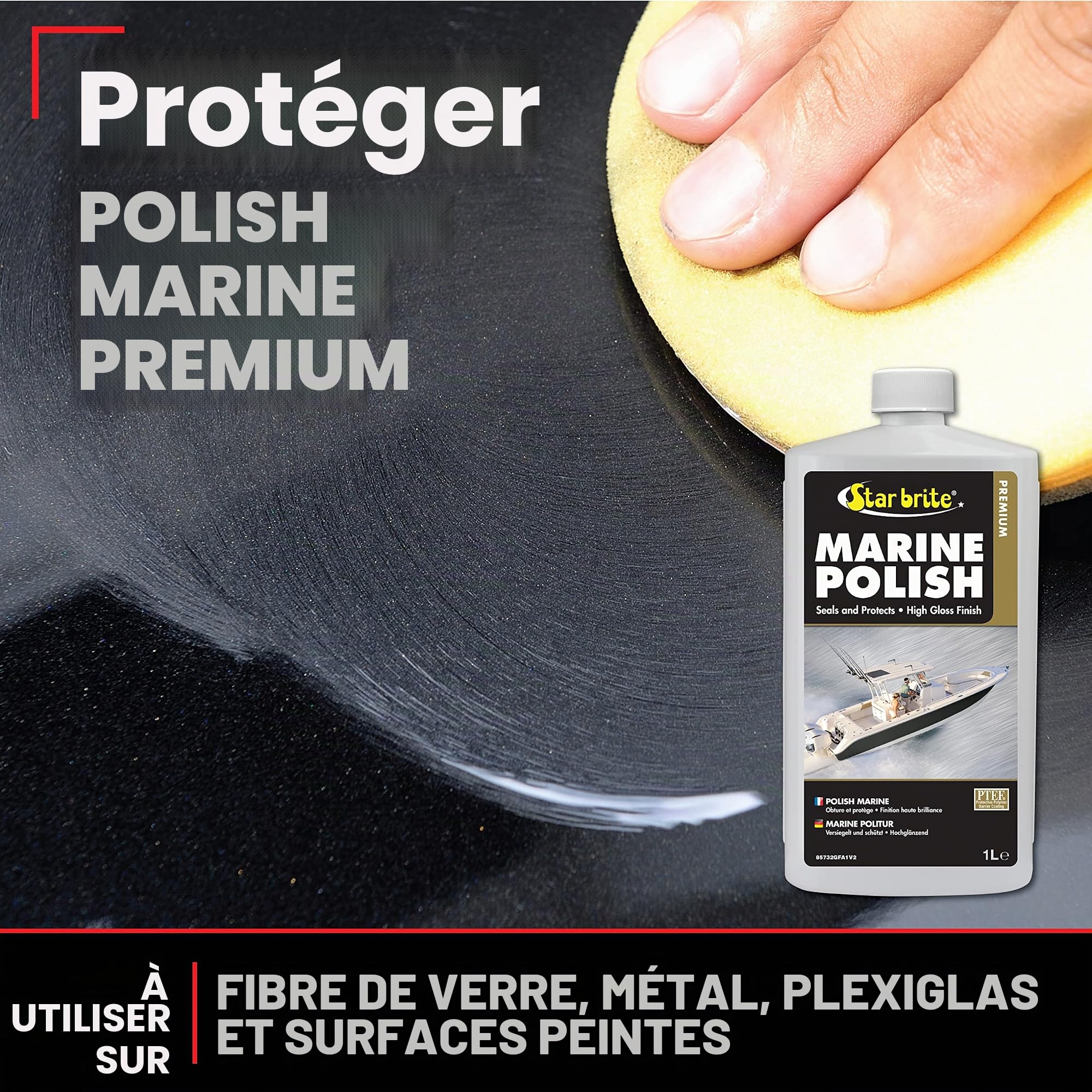 STAR BRITE Premium Marine Polish - Protection UV Maximale et Finition Haute Brillance - Inhibiteurs UV Arrêtent la Décoloration, le Farinage et l'Oxydation - Repousse l'Eau, les Taches & Autres Dépôts