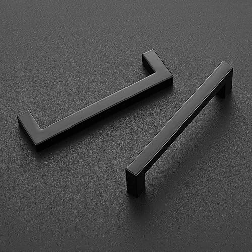 Vista 189 de Ravinte Paquete de 20 manijas cuadradas de gabinete de cocina de 18 pulgadas, color negro mate, tiradores de cajón negros, manijas de gabinete