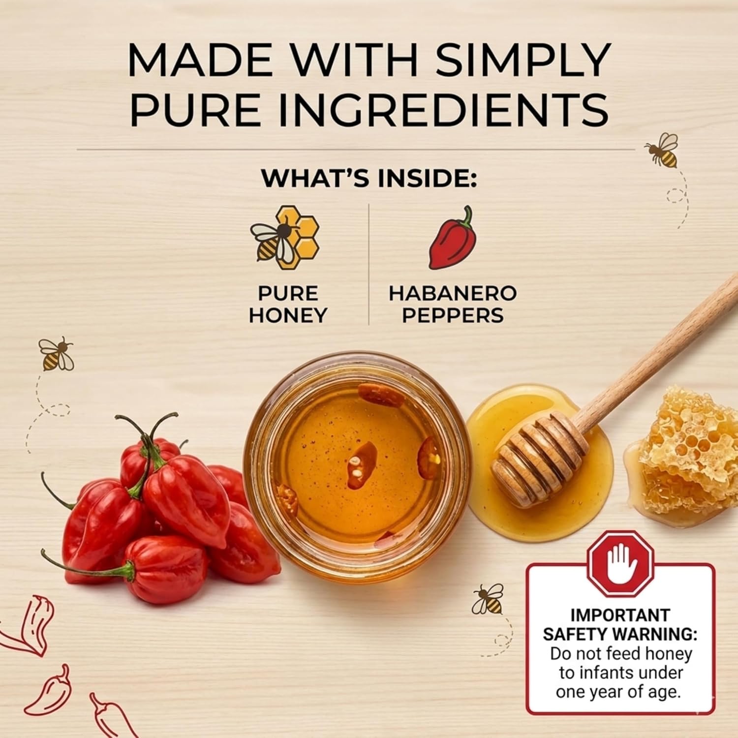 AR’s Hot Southern Honey, Habanero (Hot) - Blend of Sweet Clover, Wildflower Honeys & Habanero Peppers, Raw 100% Pure Honey, No Artificial Sugar, Gluten-Free & Paleo-Friendly, 12 oz (Pack of 2)