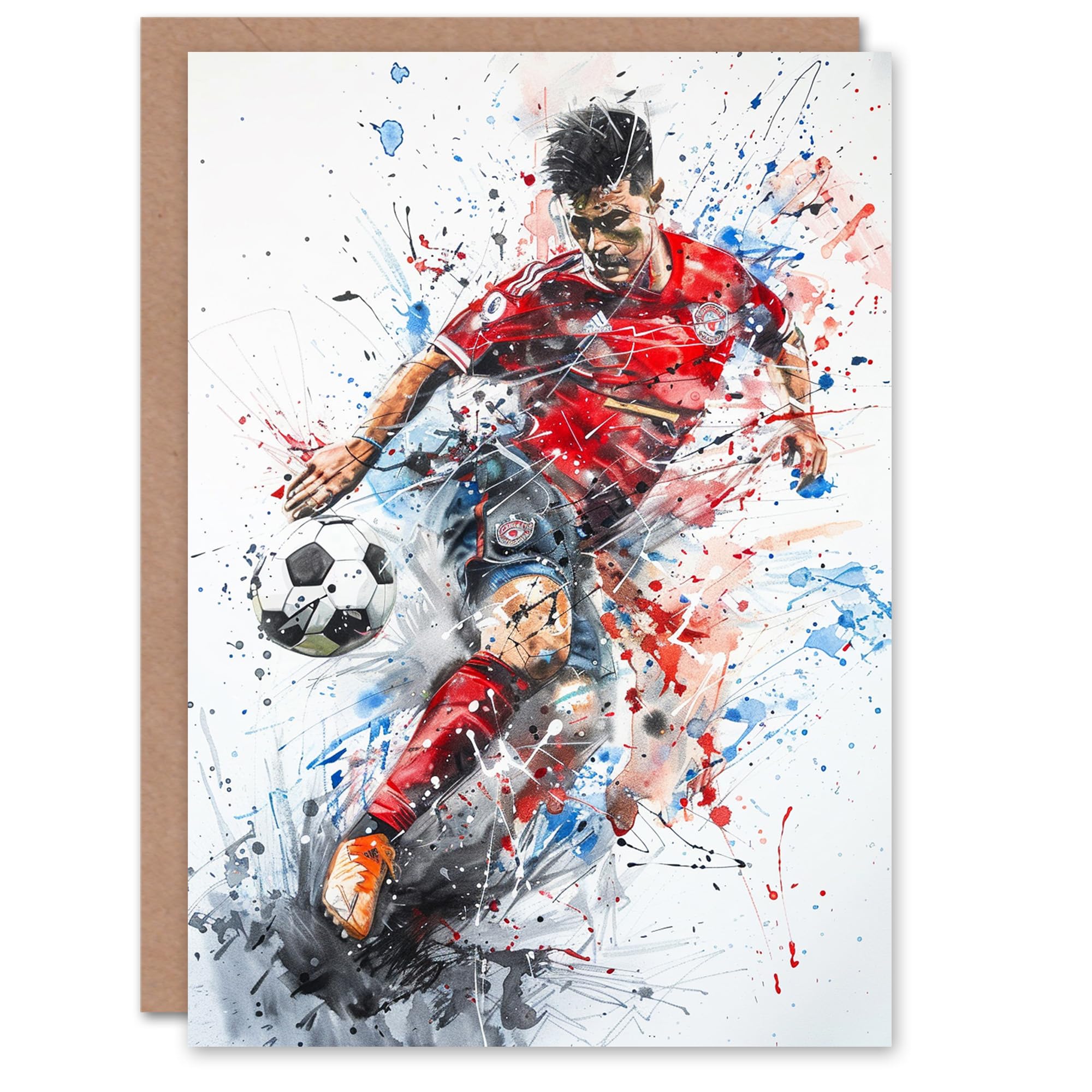 Artery8 Birthday Card Football Soccer Player For Him Man Male Dad Brother Son Papa Grandad Greeting Card